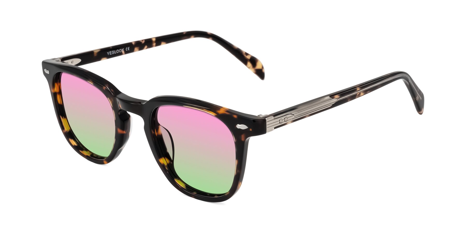 Angle of Palu in Tortoise with Pink / Green Gradient Lenses