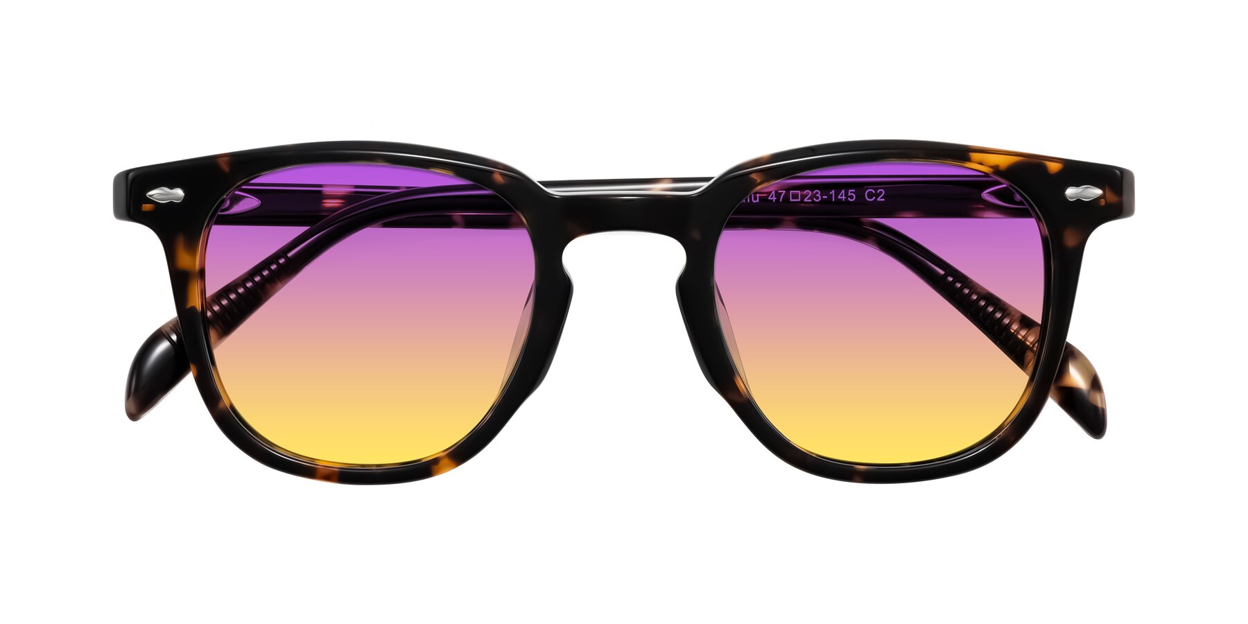 Folded Front of Palu in Tortoise with Purple / Yellow Gradient Lenses
