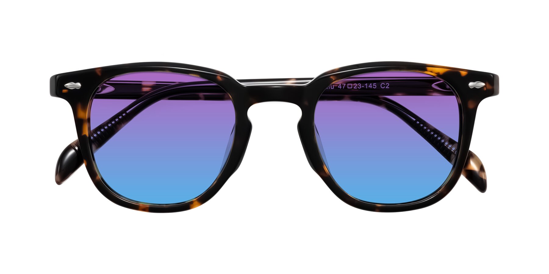 Folded Front of Palu in Tortoise with Purple / Blue Gradient Lenses