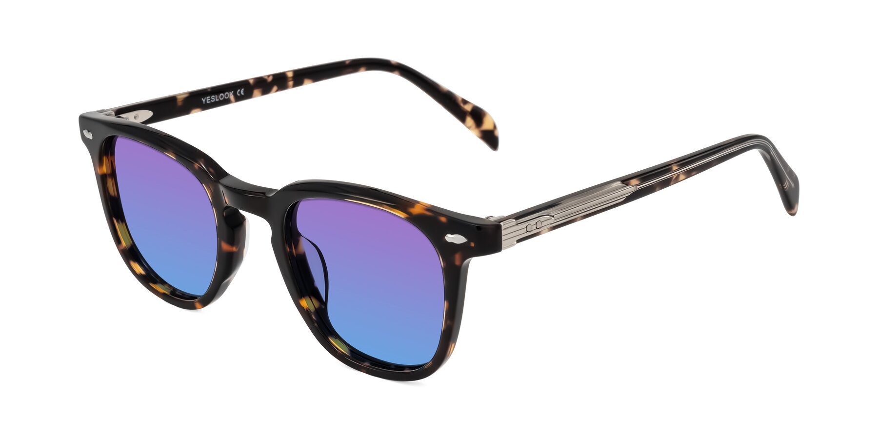 Angle of Palu in Tortoise with Purple / Blue Gradient Lenses