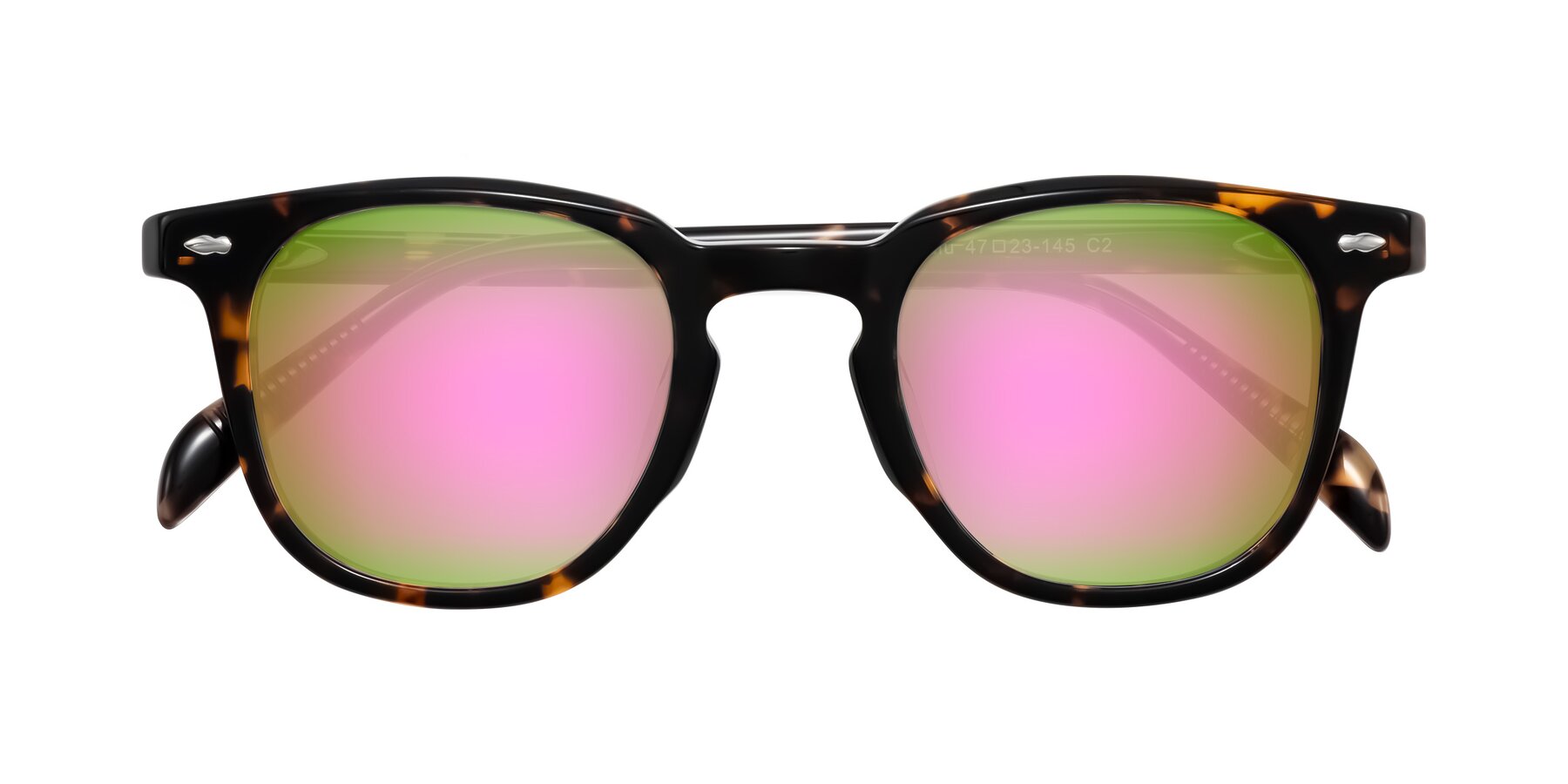 Folded Front of Palu in Tortoise with Pink Mirrored Lenses