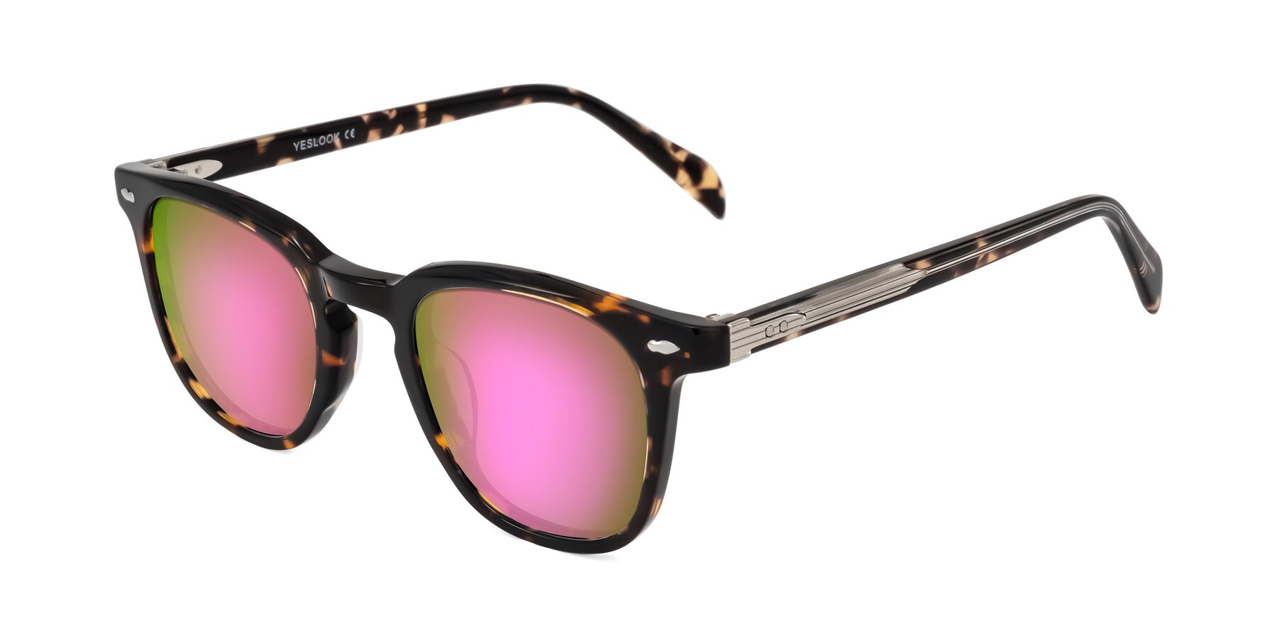 Angle of Palu in Tortoise with Pink Mirrored Lenses