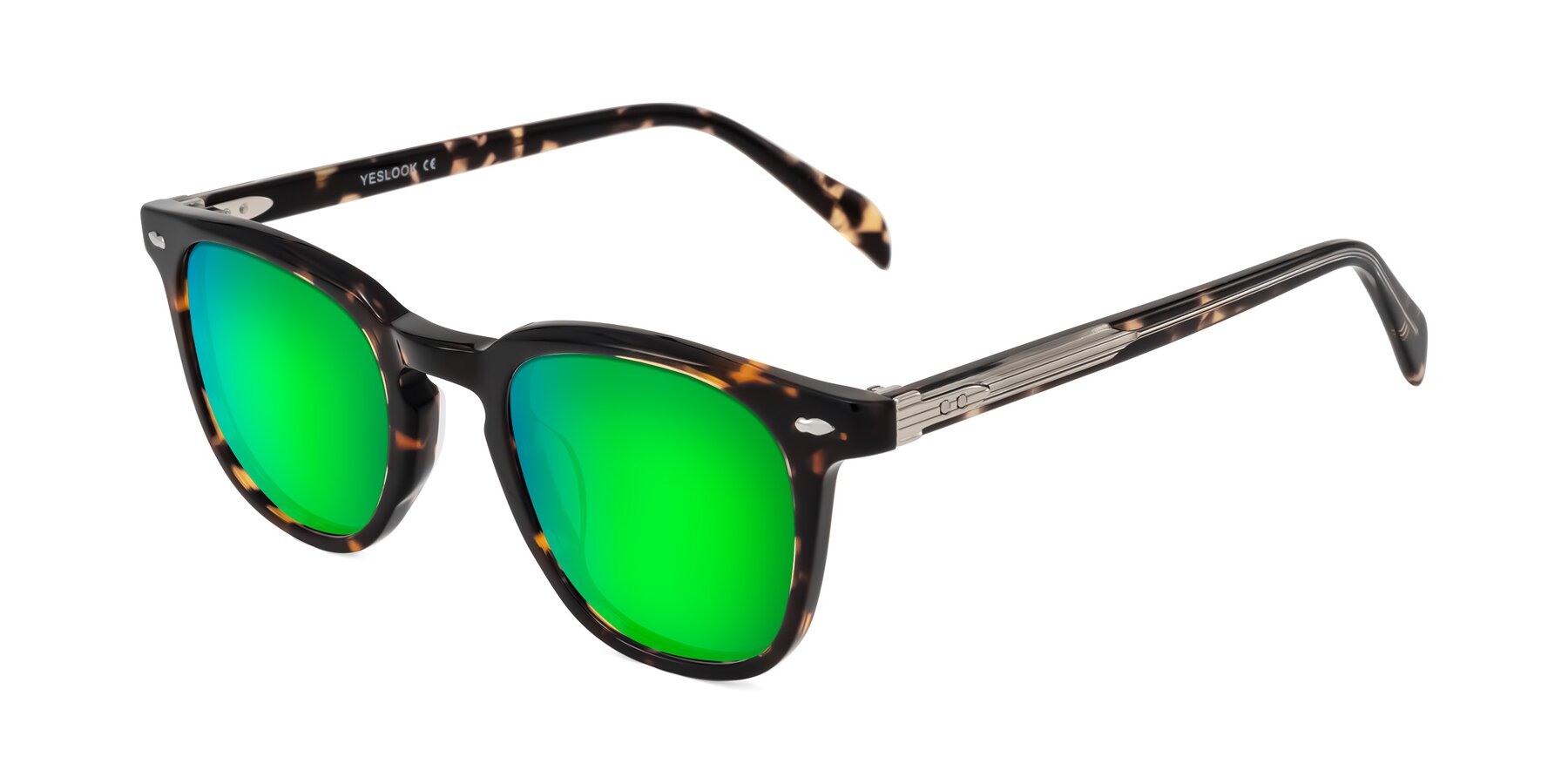 Angle of Palu in Tortoise with Green Mirrored Lenses