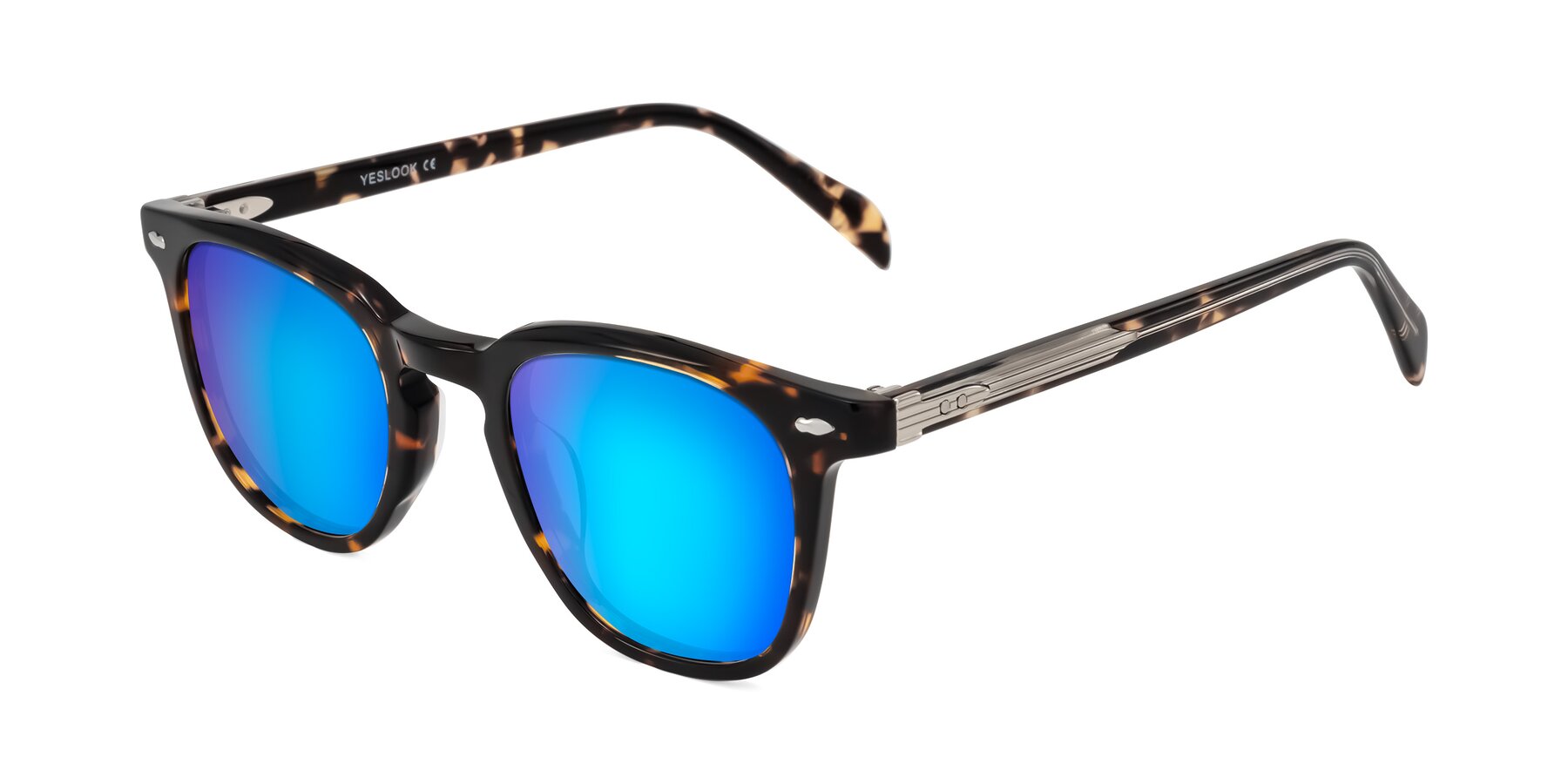 Angle of Palu in Tortoise with Blue Mirrored Lenses