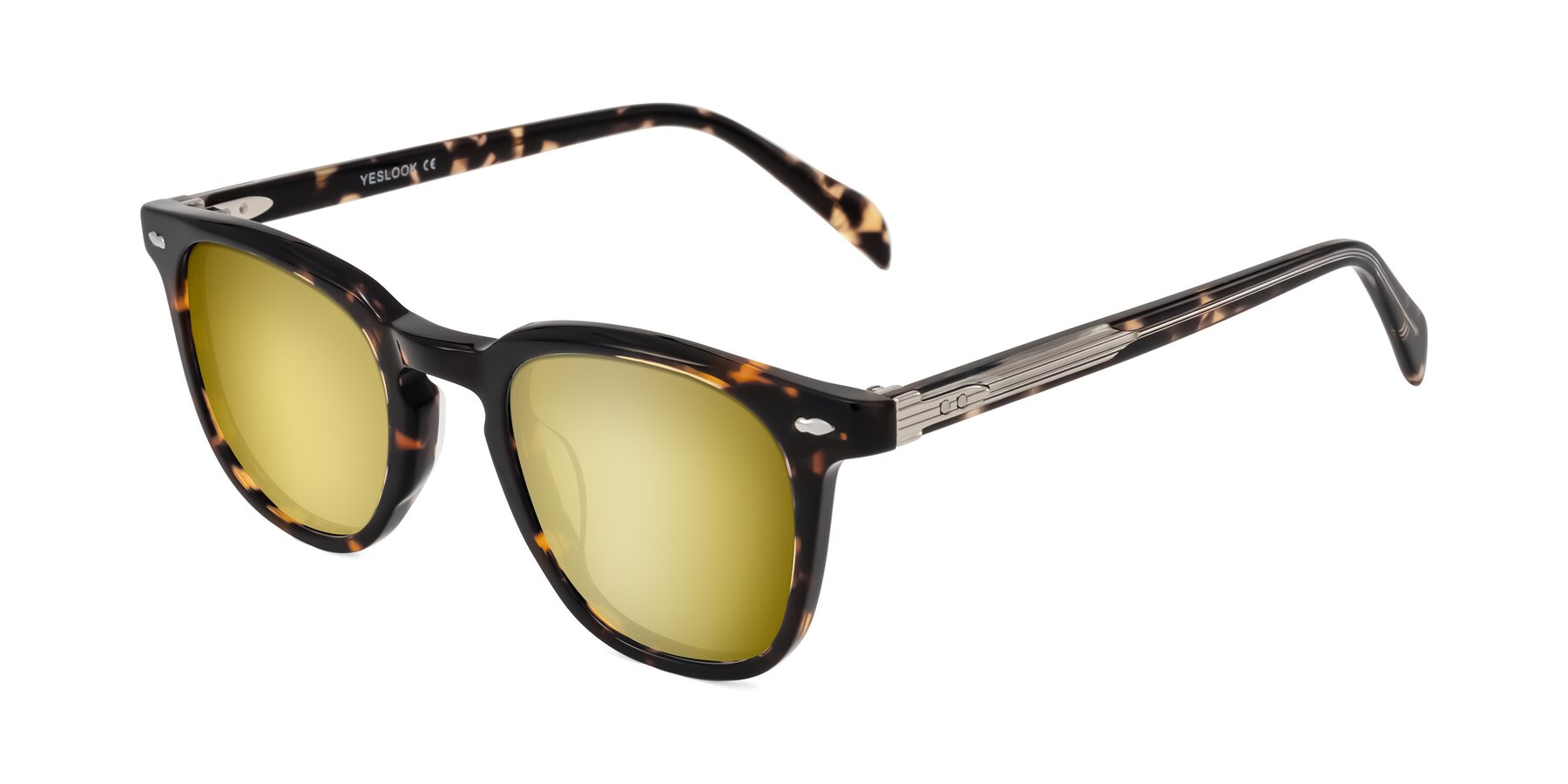 Angle of Palu in Tortoise with Gold Mirrored Lenses