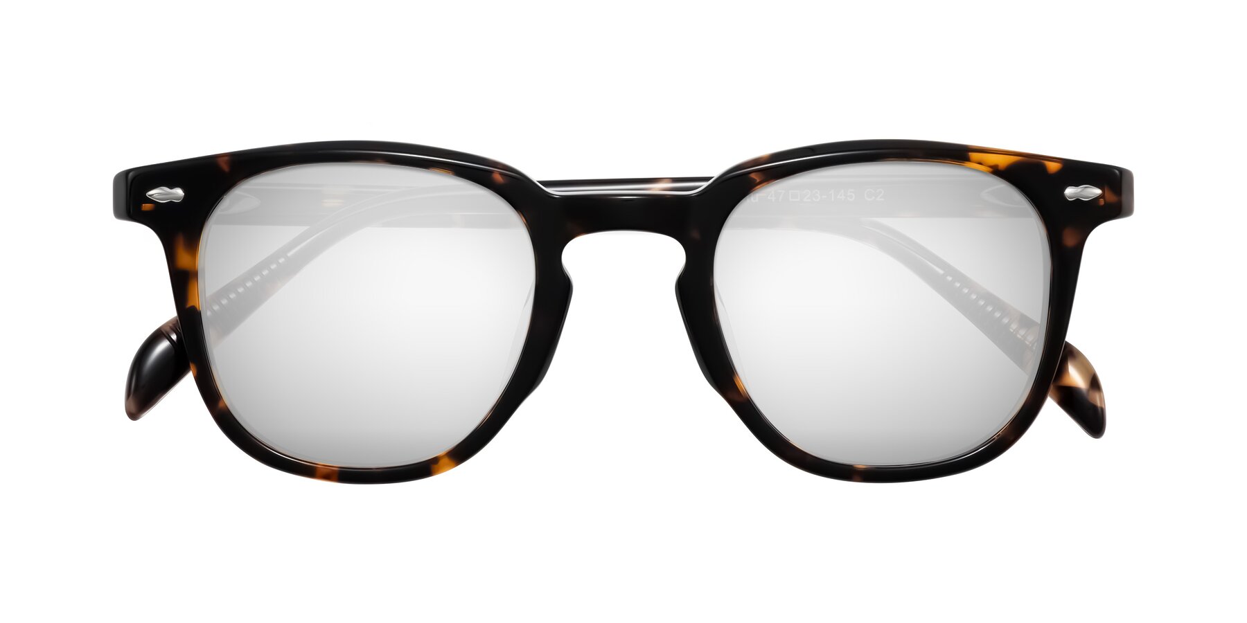 Folded Front of Palu in Tortoise with Silver Mirrored Lenses