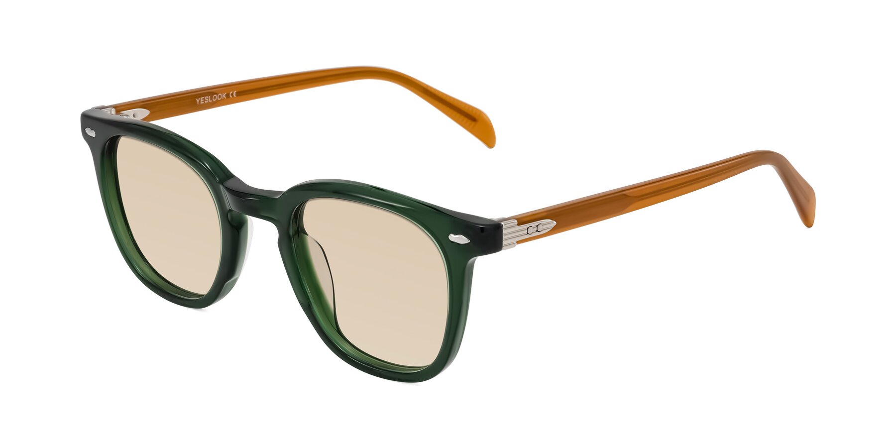 Angle of Palu in Emerald Green/Honey with Light Brown Tinted Lenses