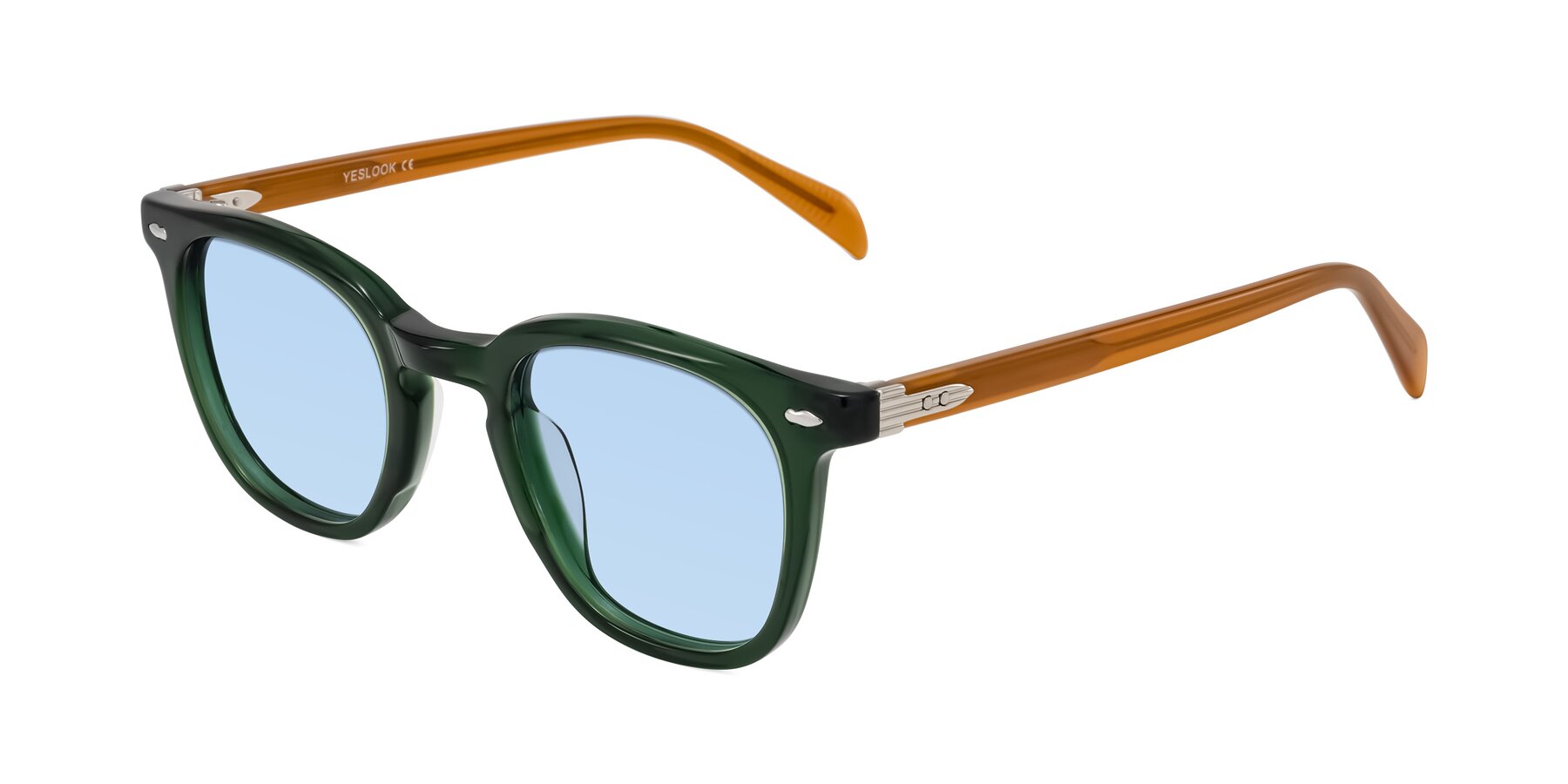 Angle of Palu in Emerald Green/Honey with Light Blue Tinted Lenses