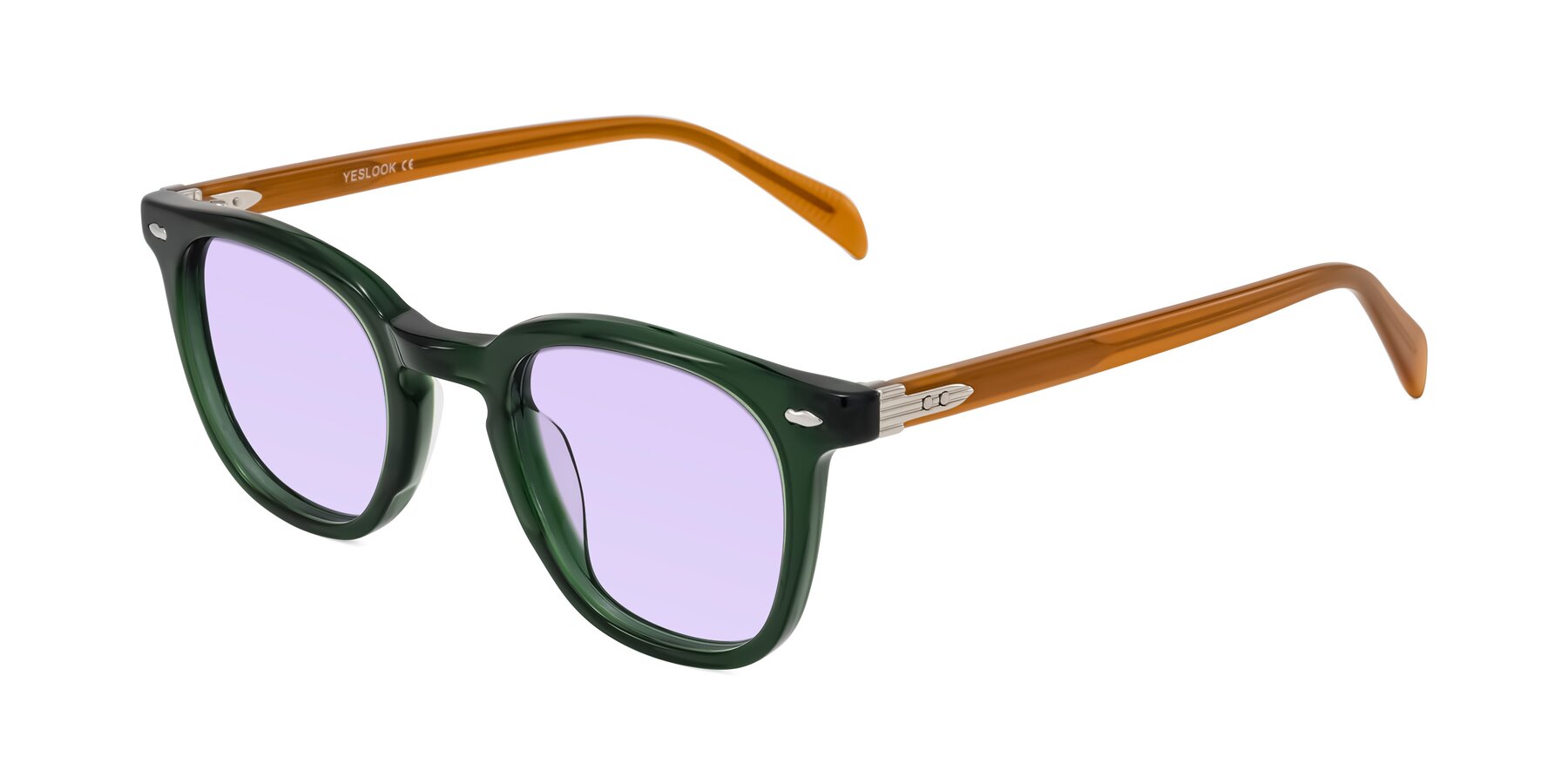Angle of Palu in Emerald Green/Honey with Light Purple Tinted Lenses