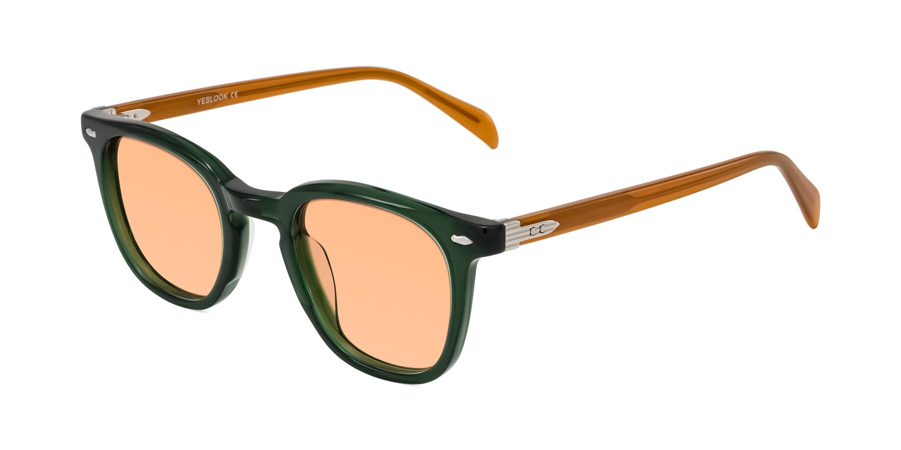 Angle of Palu in Emerald Green/Honey with Light Orange Tinted Lenses