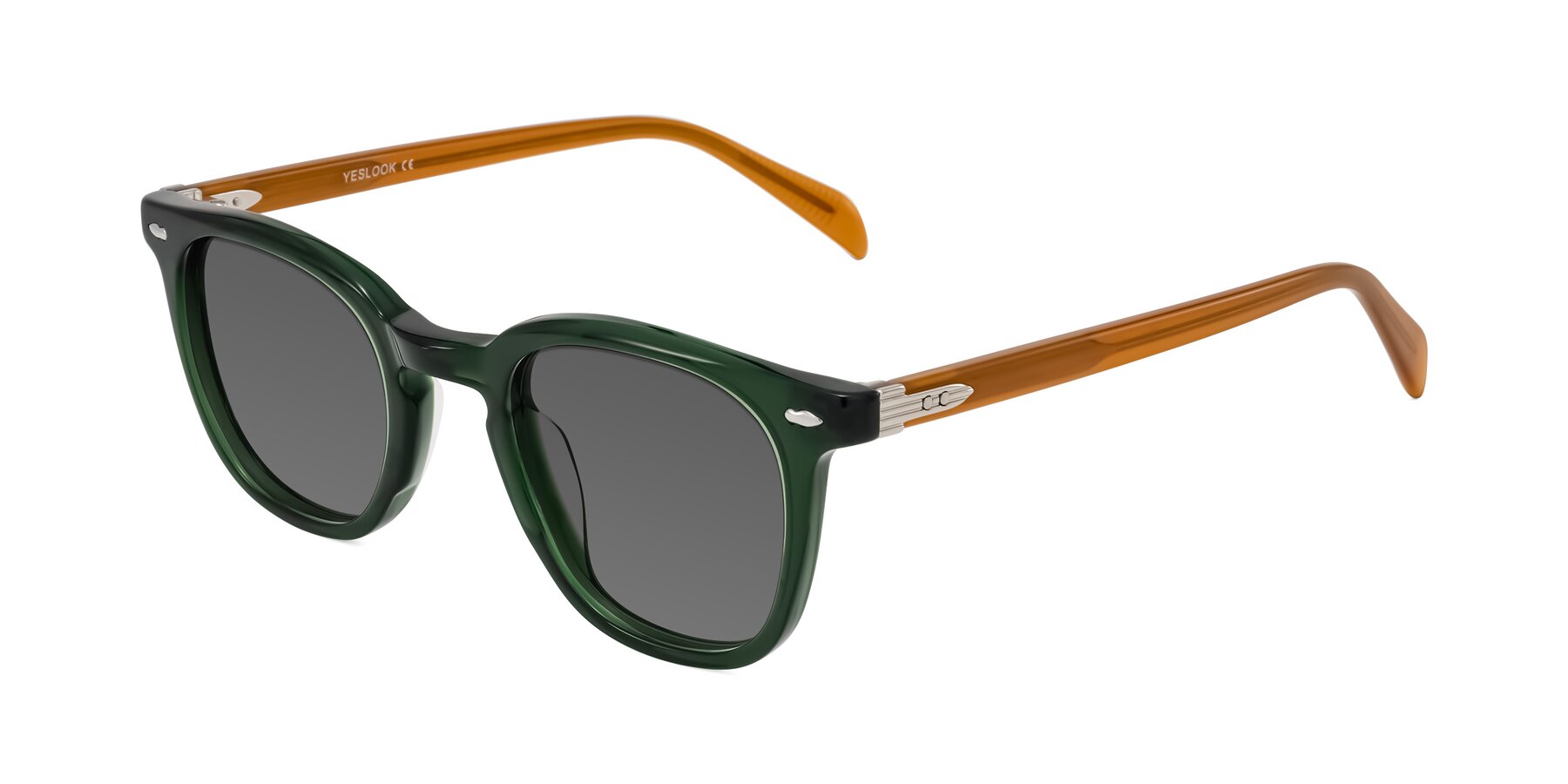Angle of Palu in Emerald Green/Honey with Medium Gray Tinted Lenses