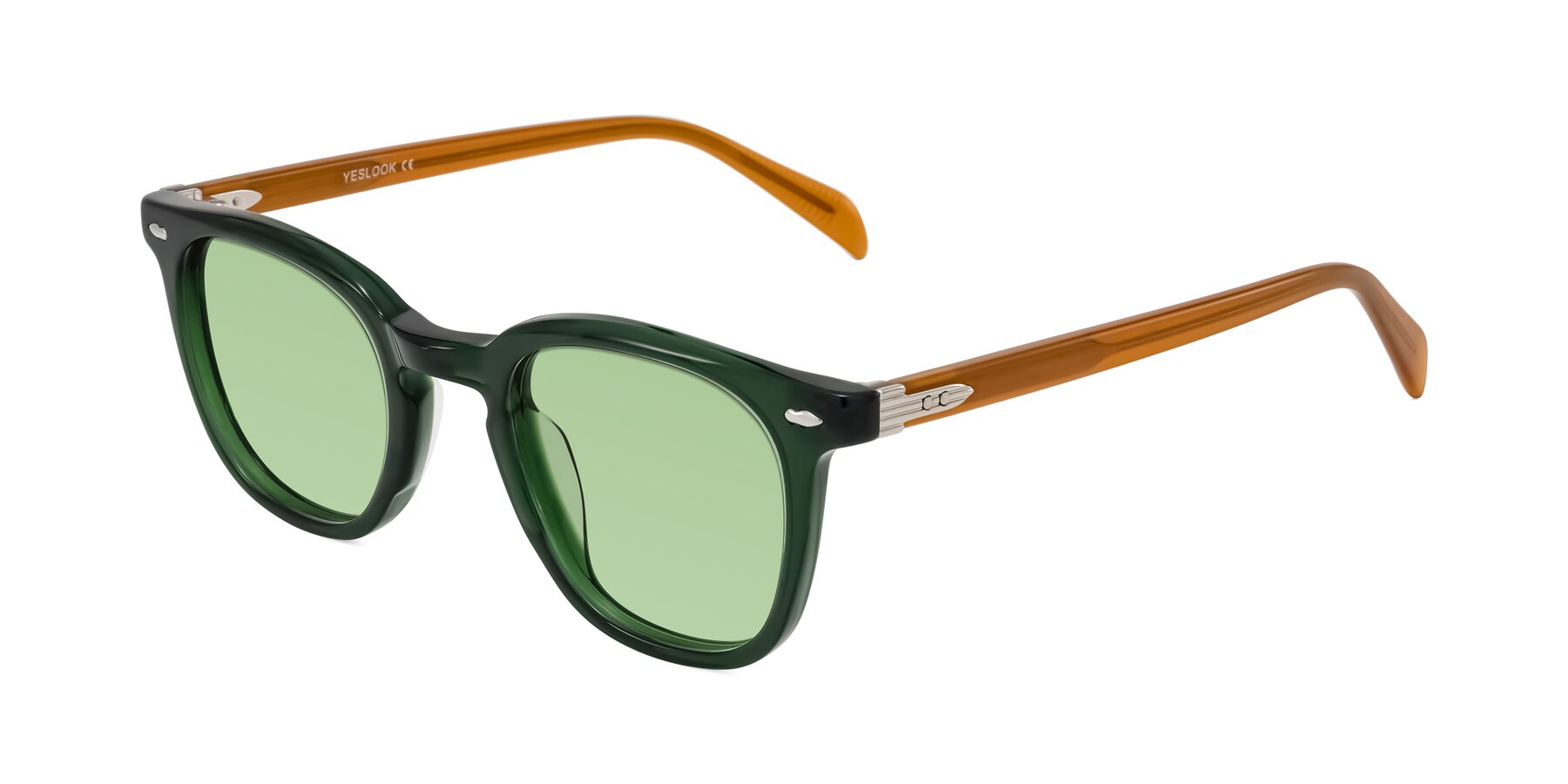 Angle of Palu in Emerald Green/Honey with Medium Green Tinted Lenses
