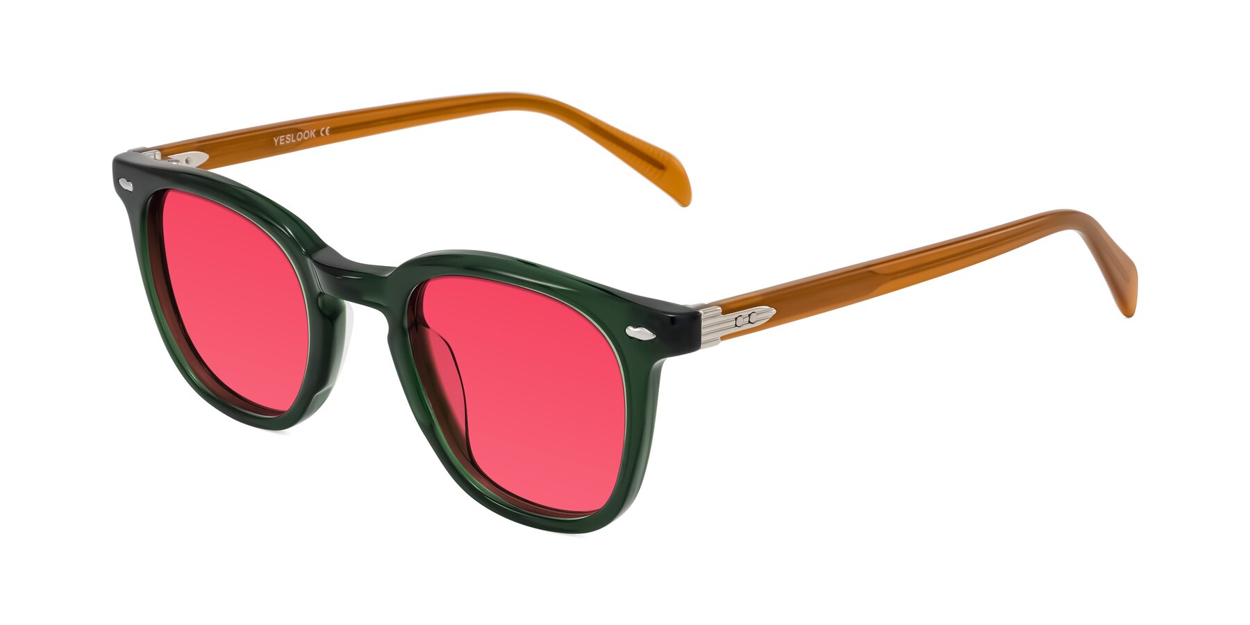 Angle of Palu in Emerald Green/Honey with Red Tinted Lenses