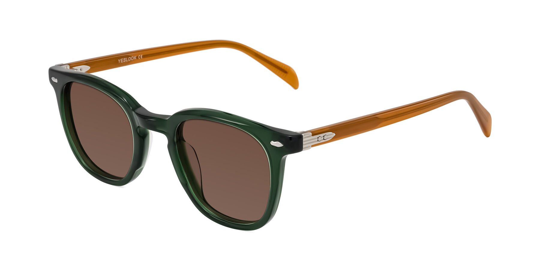 Angle of Palu in Emerald Green/Honey with Brown Tinted Lenses