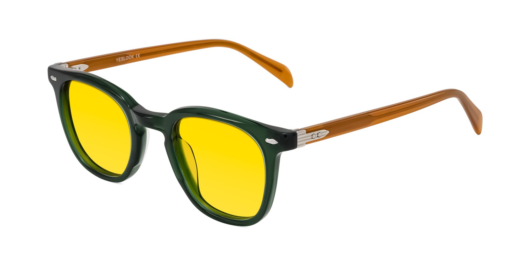 Angle of Palu in Emerald Green/Honey with Yellow Tinted Lenses
