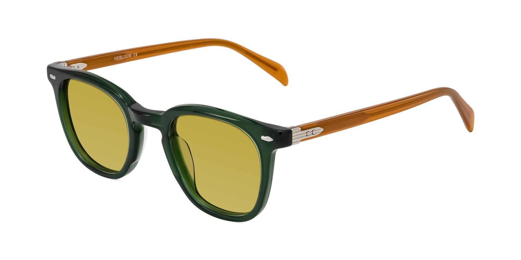 Angle of Palu in Emerald Green/Honey with Champagne Tinted Lenses