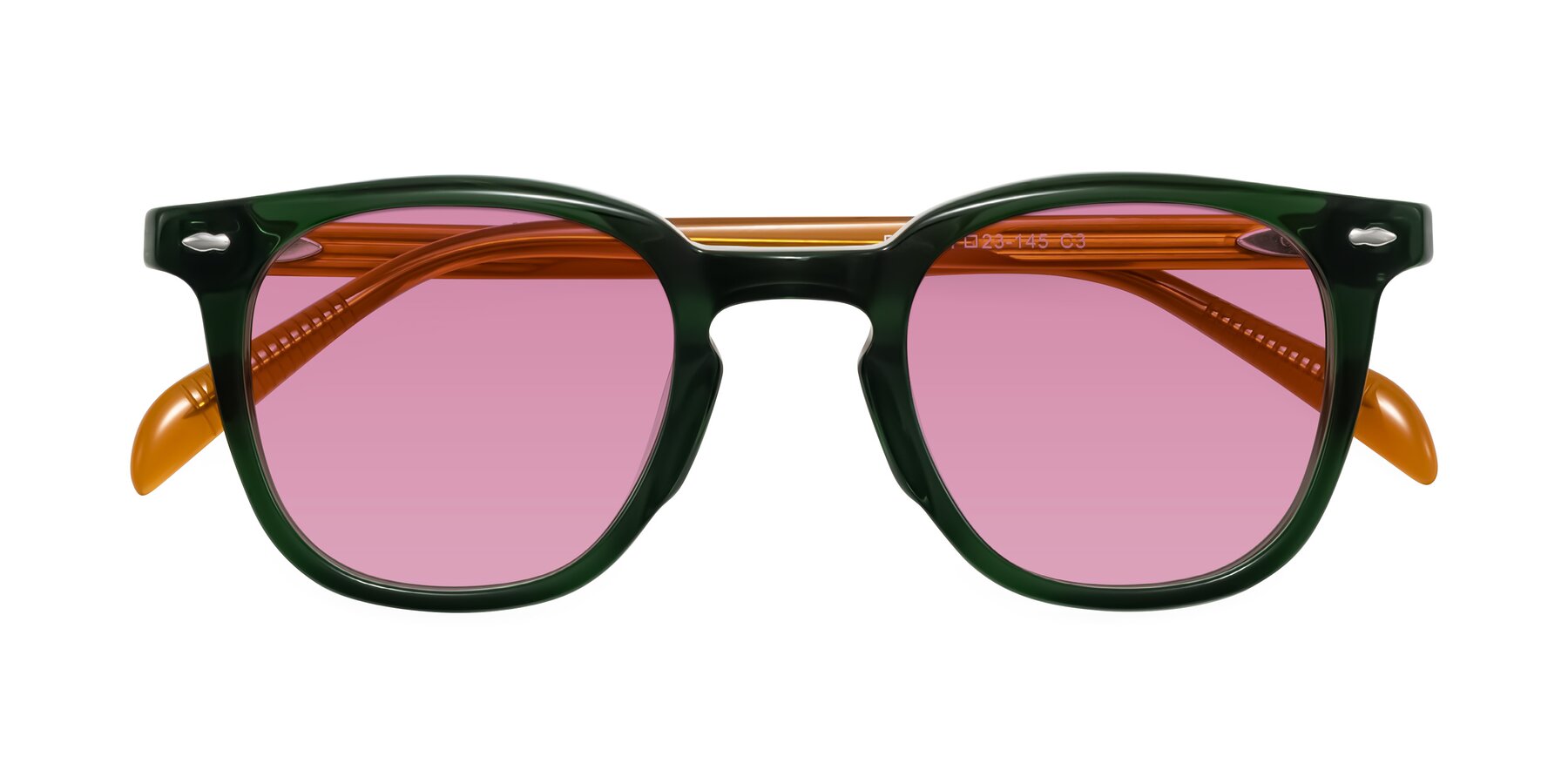 Folded Front of Palu in Emerald Green/Honey with Medium Wine Tinted Lenses