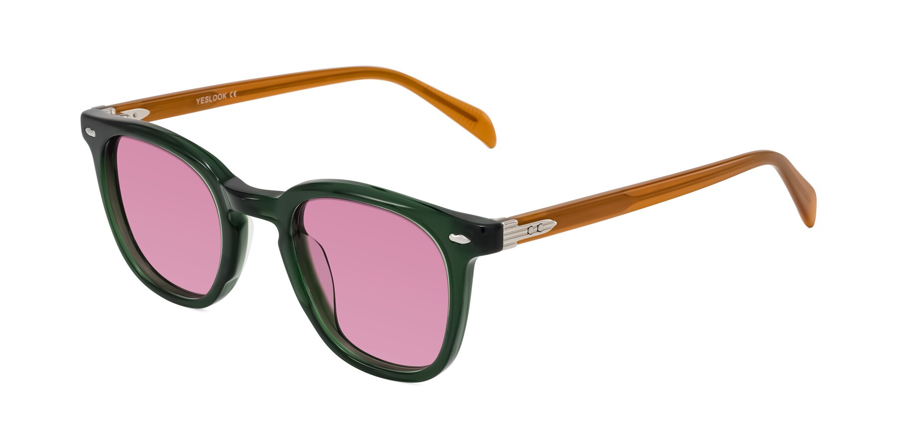 Angle of Palu in Emerald Green/Honey with Medium Wine Tinted Lenses
