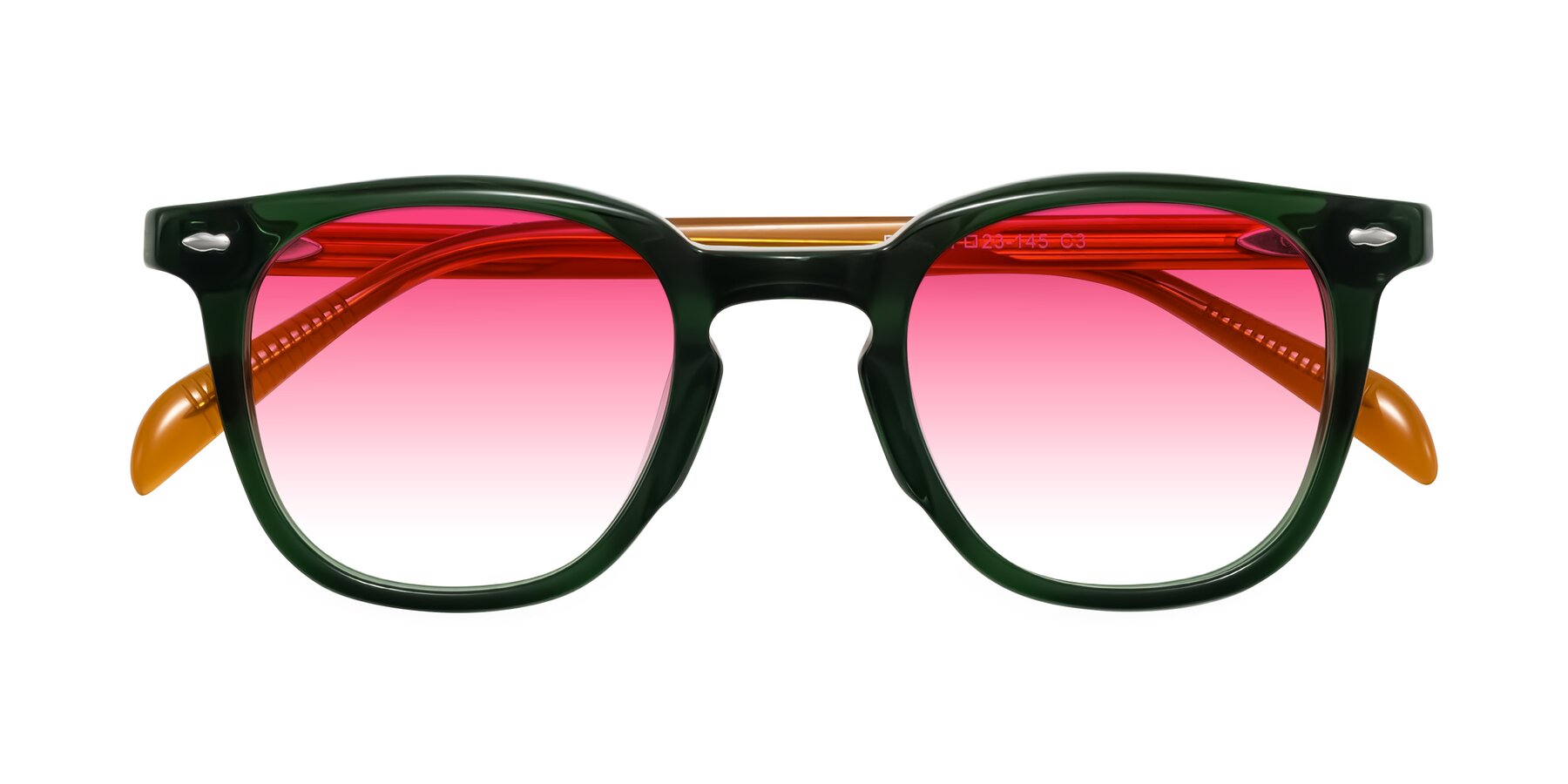 Folded Front of Palu in Emerald Green/Honey with Pink Gradient Lenses
