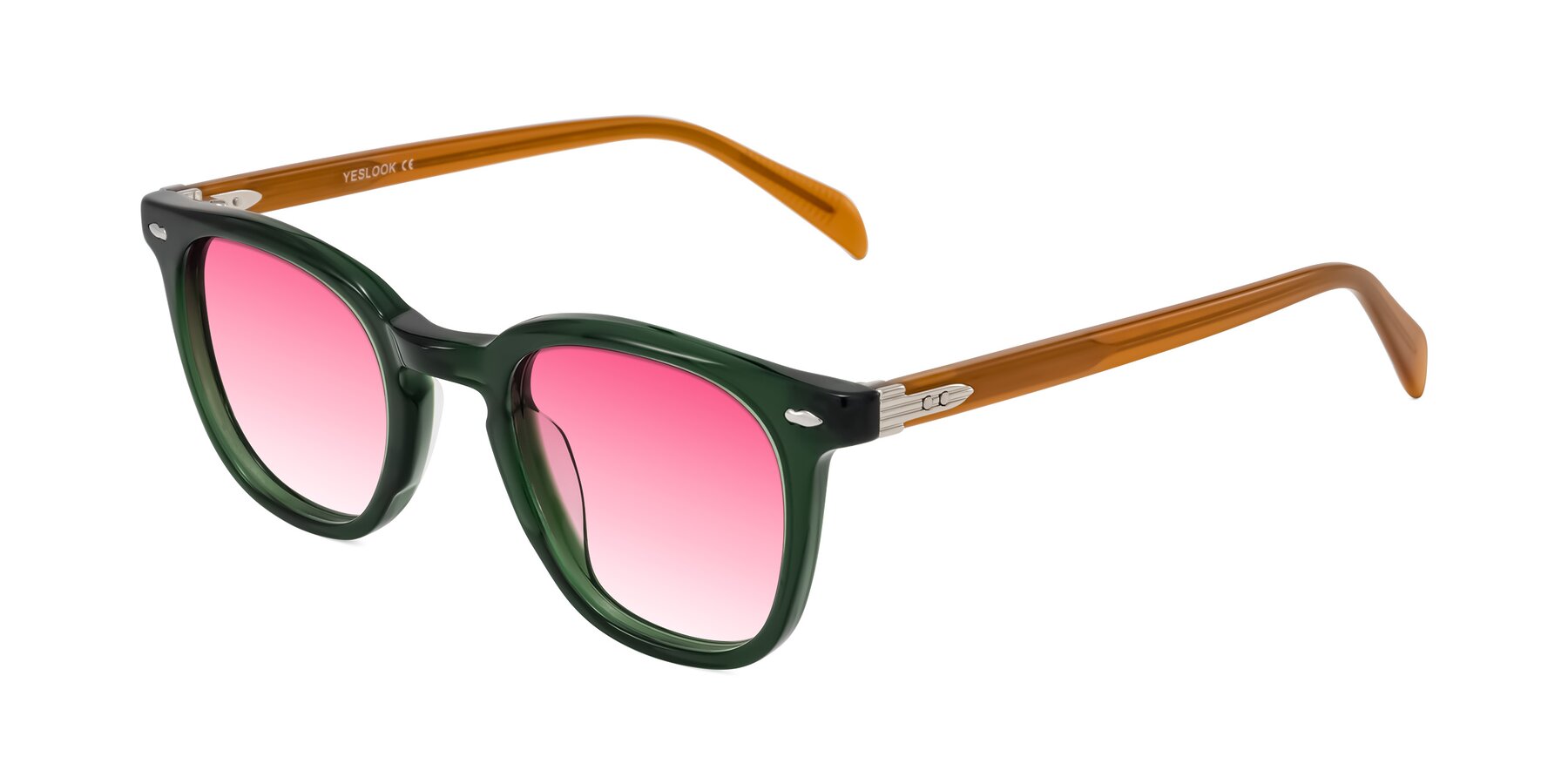 Angle of Palu in Emerald Green/Honey with Pink Gradient Lenses