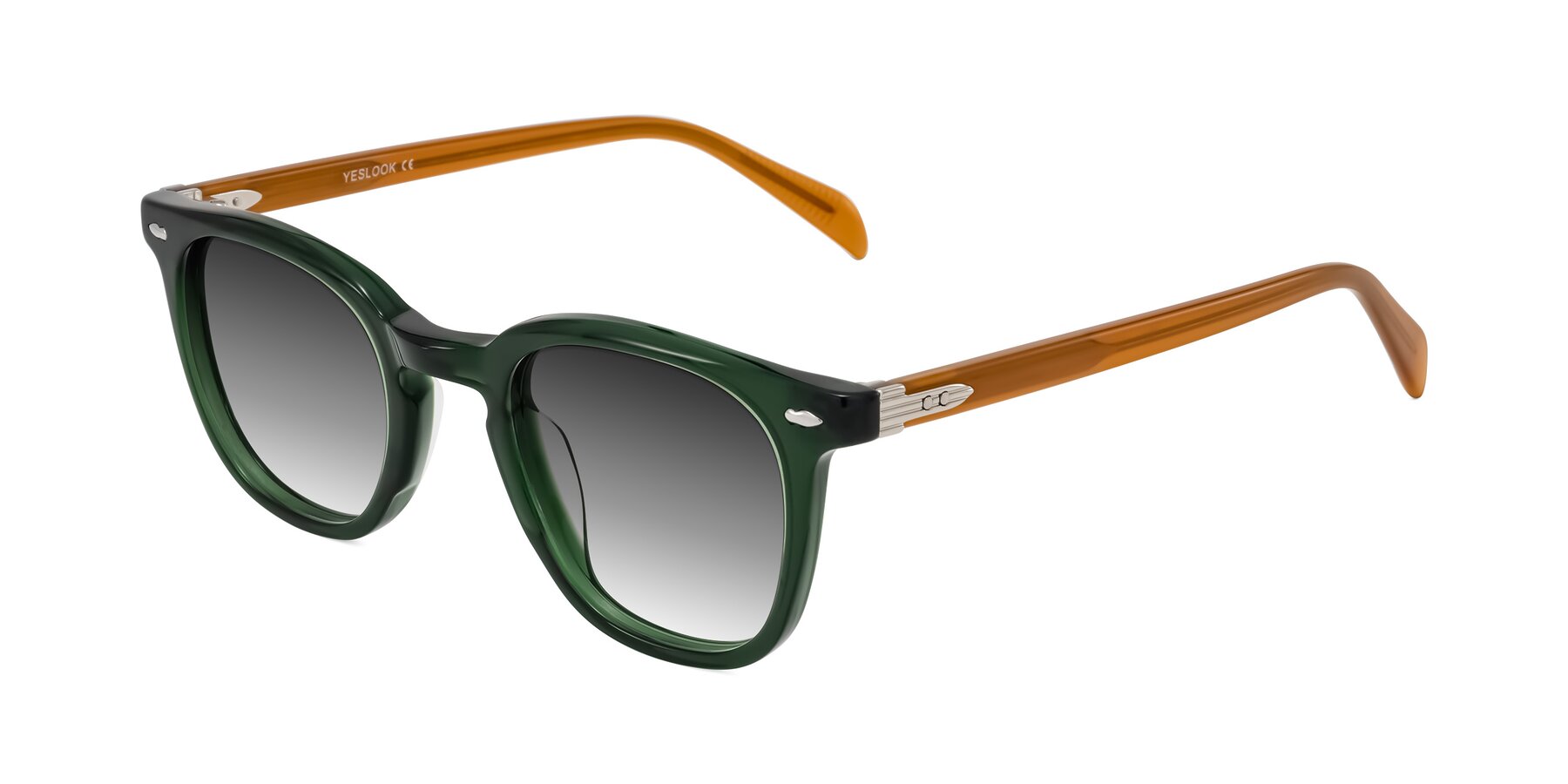 Angle of Palu in Emerald Green/Honey with Gray Gradient Lenses