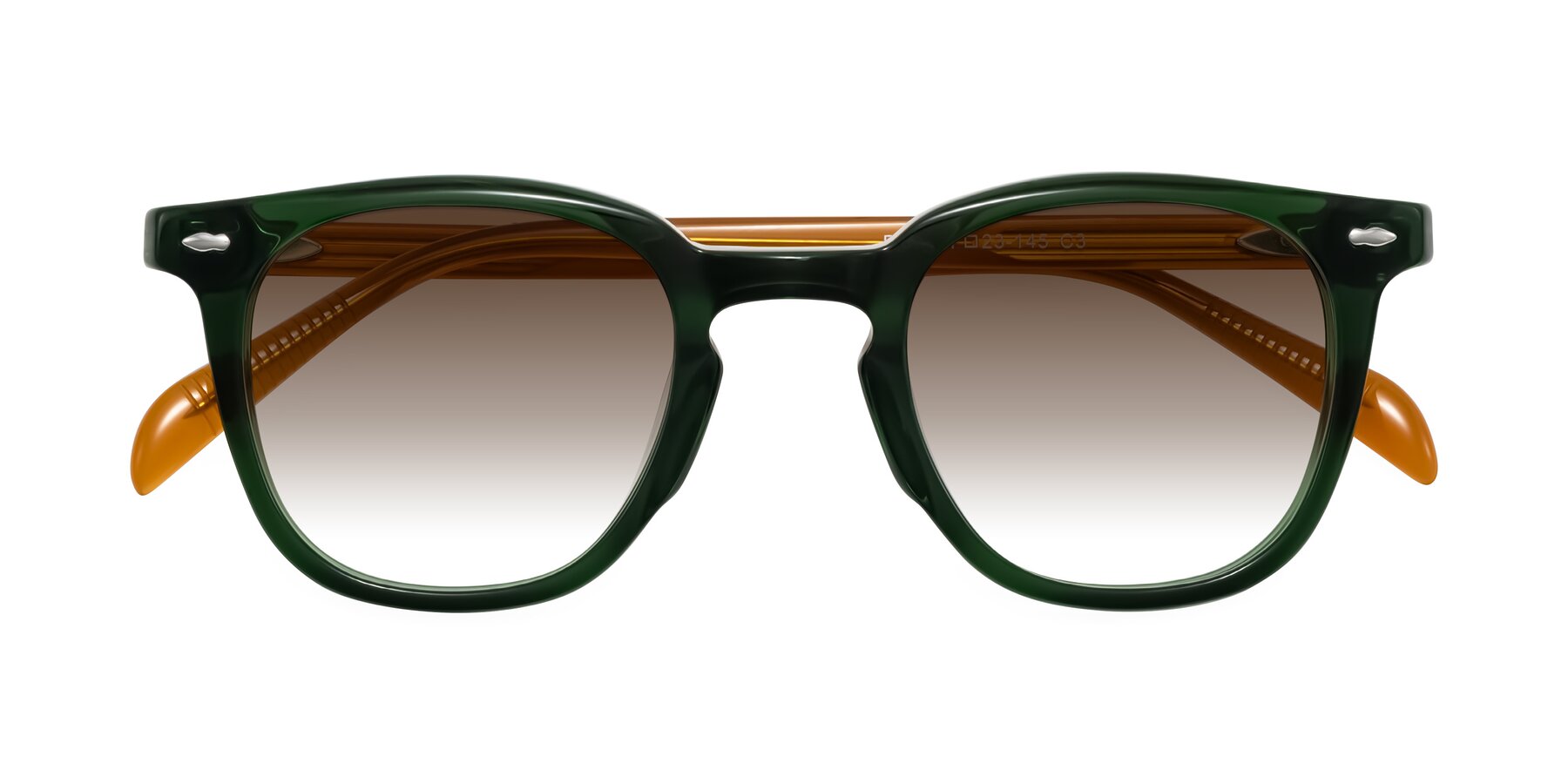 Folded Front of Palu in Emerald Green/Honey with Brown Gradient Lenses