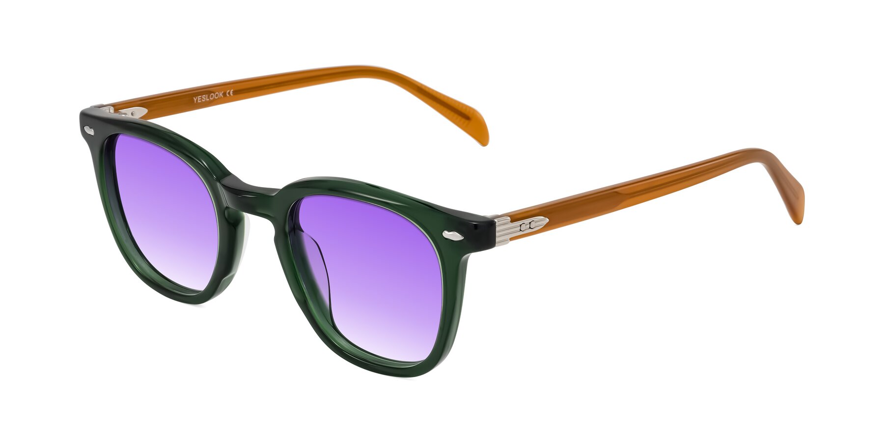 Angle of Palu in Emerald Green/Honey with Purple Gradient Lenses