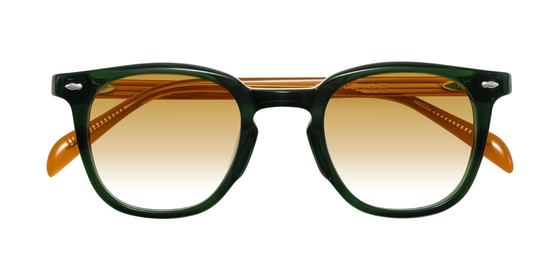 Folded Front of Palu in Emerald Green/Honey with Champagne Gradient Lenses