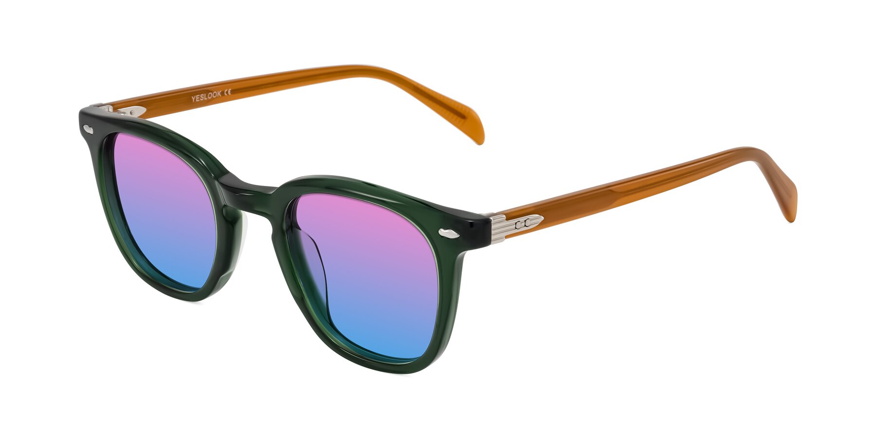 Angle of Palu in Emerald Green/Honey with Pink / Blue Gradient Lenses