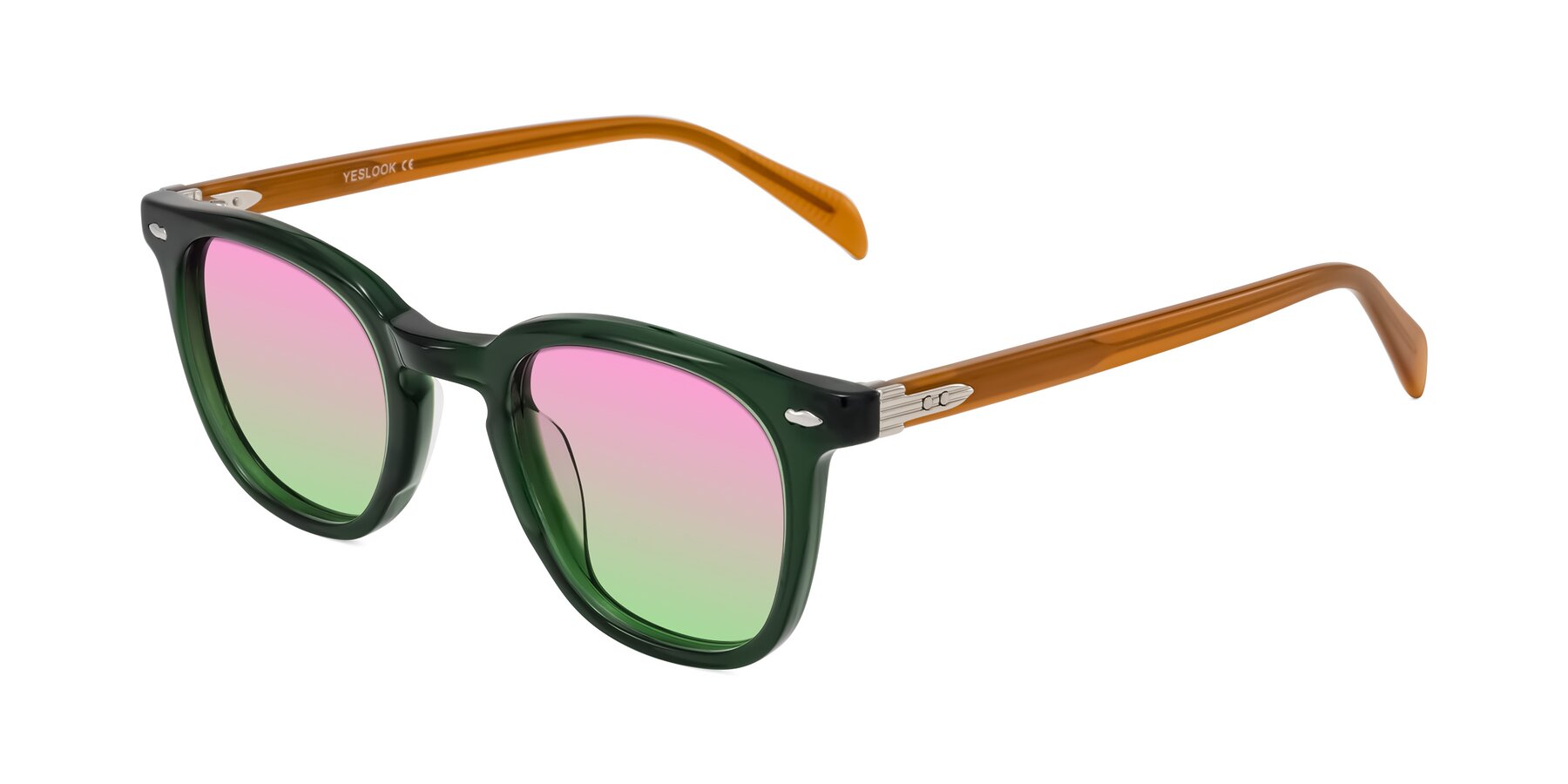 Angle of Palu in Emerald Green/Honey with Pink / Green Gradient Lenses