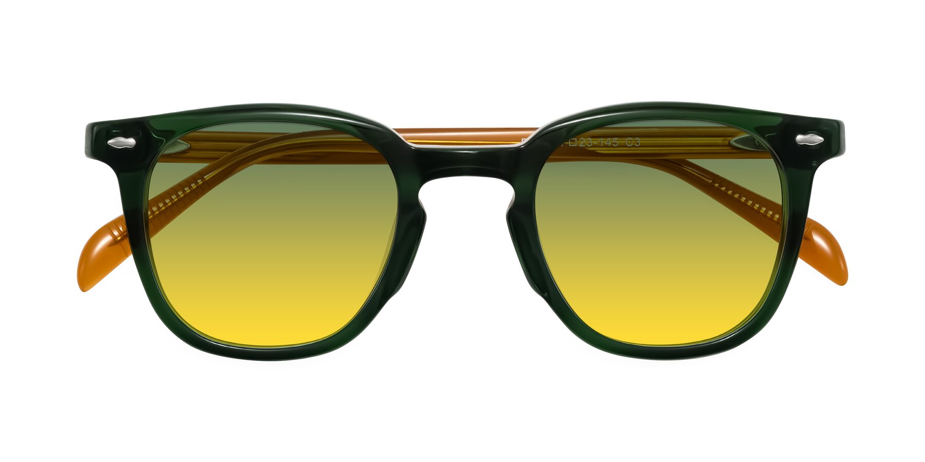 Folded Front of Palu in Emerald Green/Honey with Green / Yellow Gradient Lenses