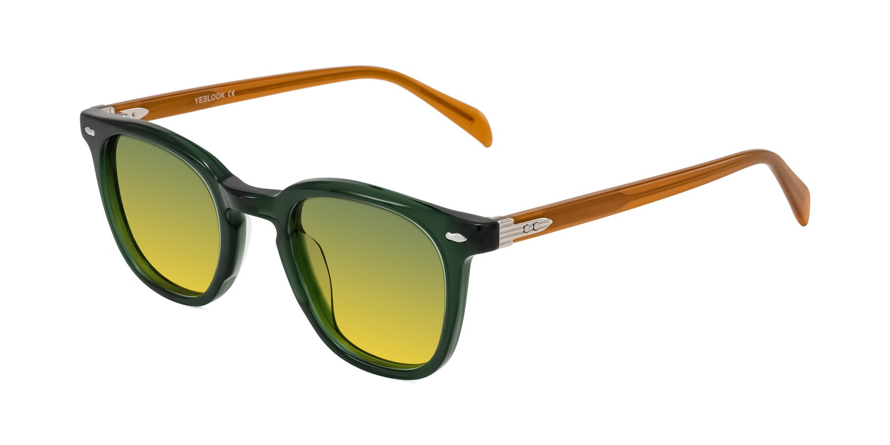 Angle of Palu in Emerald Green/Honey with Green / Yellow Gradient Lenses