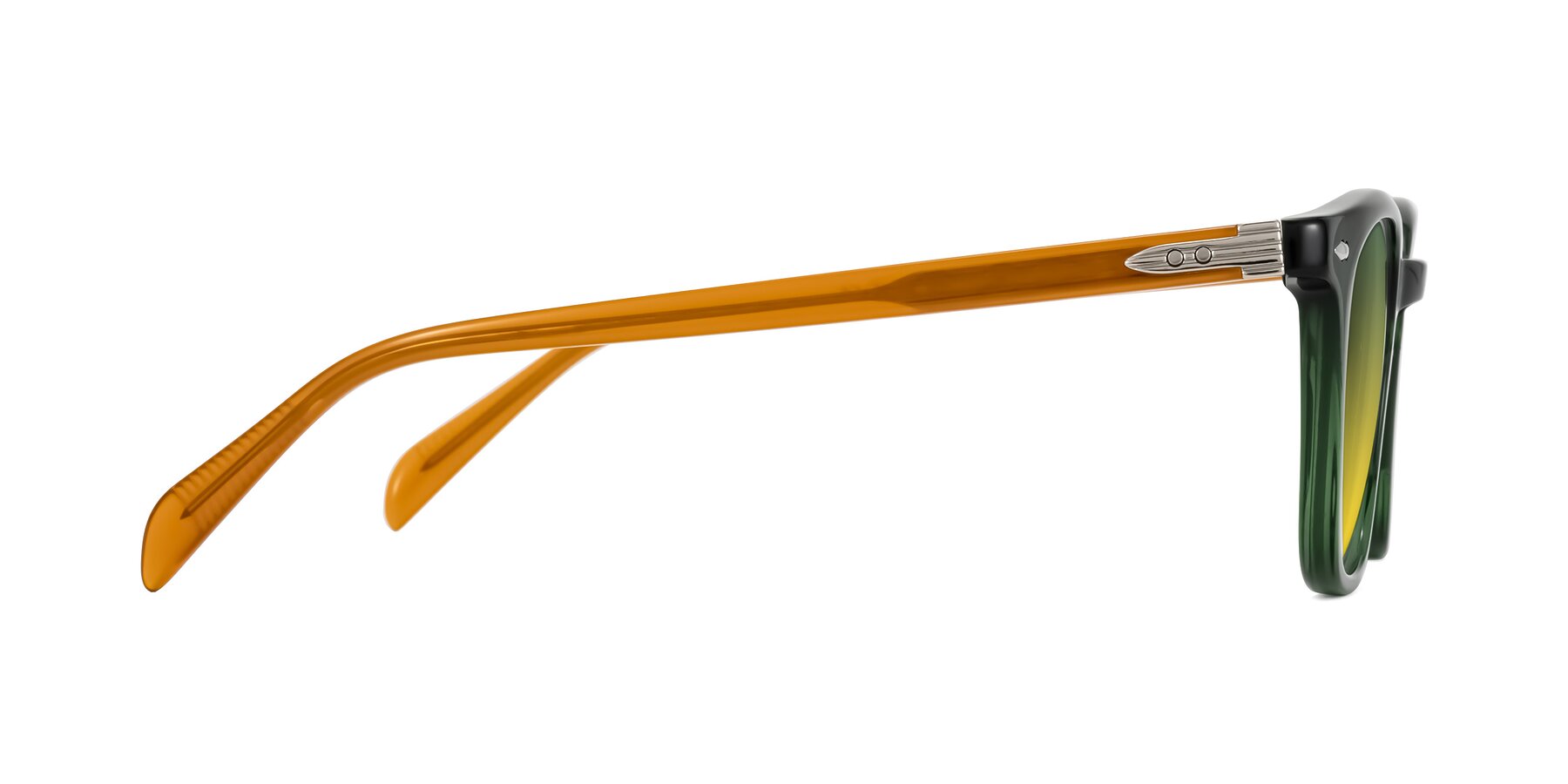 Side of Palu in Emerald Green/Honey with Green / Yellow Gradient Lenses