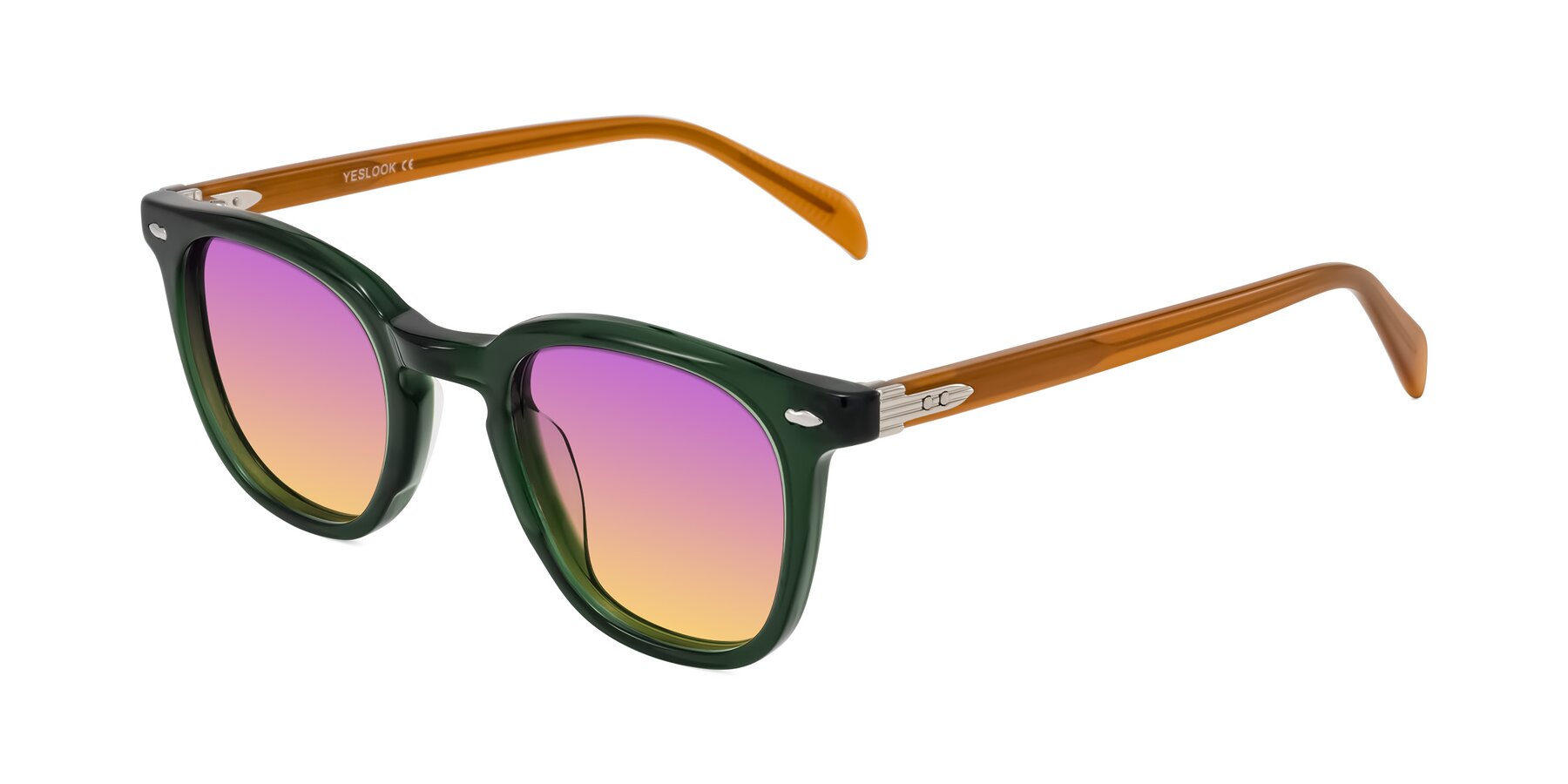 Angle of Palu in Emerald Green/Honey with Purple / Yellow Gradient Lenses