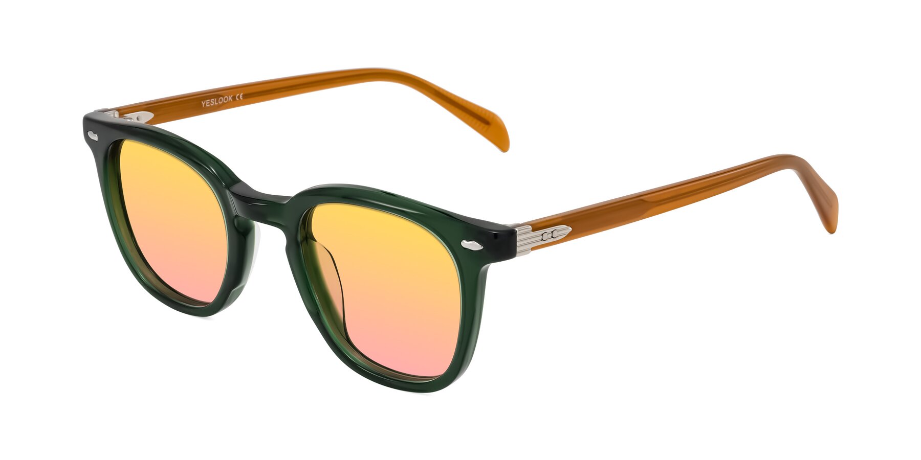 Angle of Palu in Emerald Green/Honey with Yellow / Pink Gradient Lenses