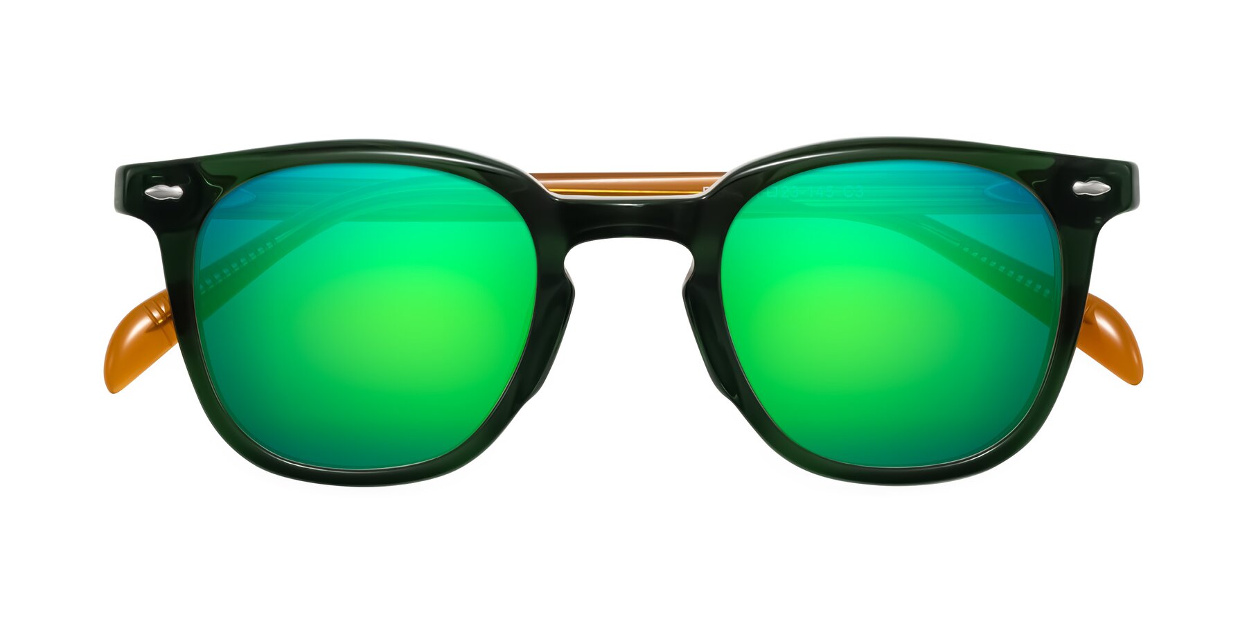 Folded Front of Palu in Emerald Green/Honey with Green Mirrored Lenses