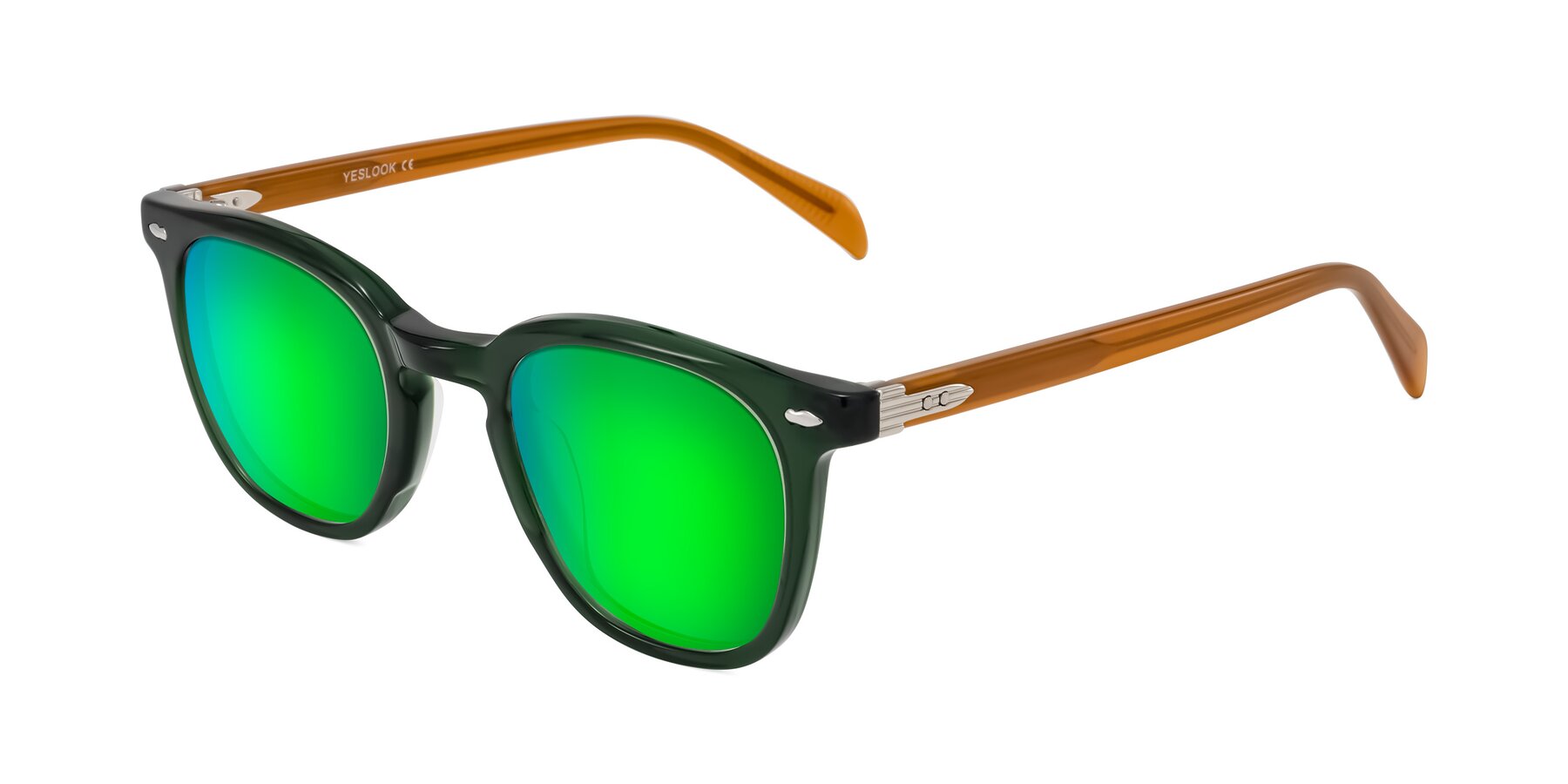 Angle of Palu in Emerald Green/Honey with Green Mirrored Lenses