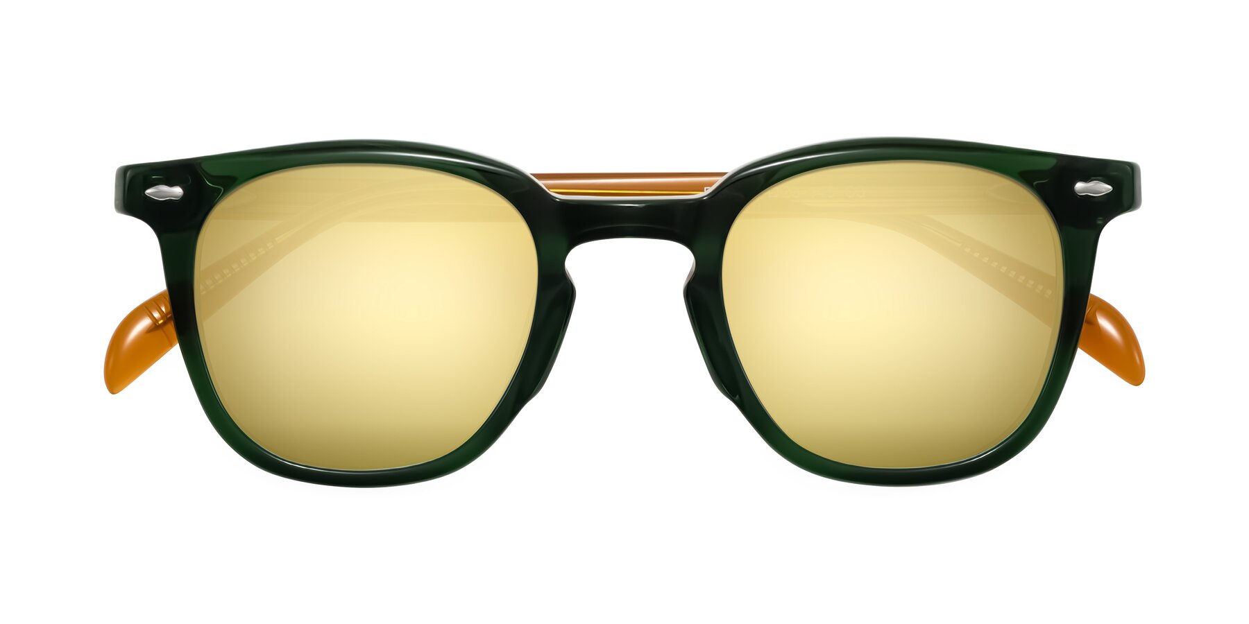 Folded Front of Palu in Emerald Green/Honey with Gold Mirrored Lenses