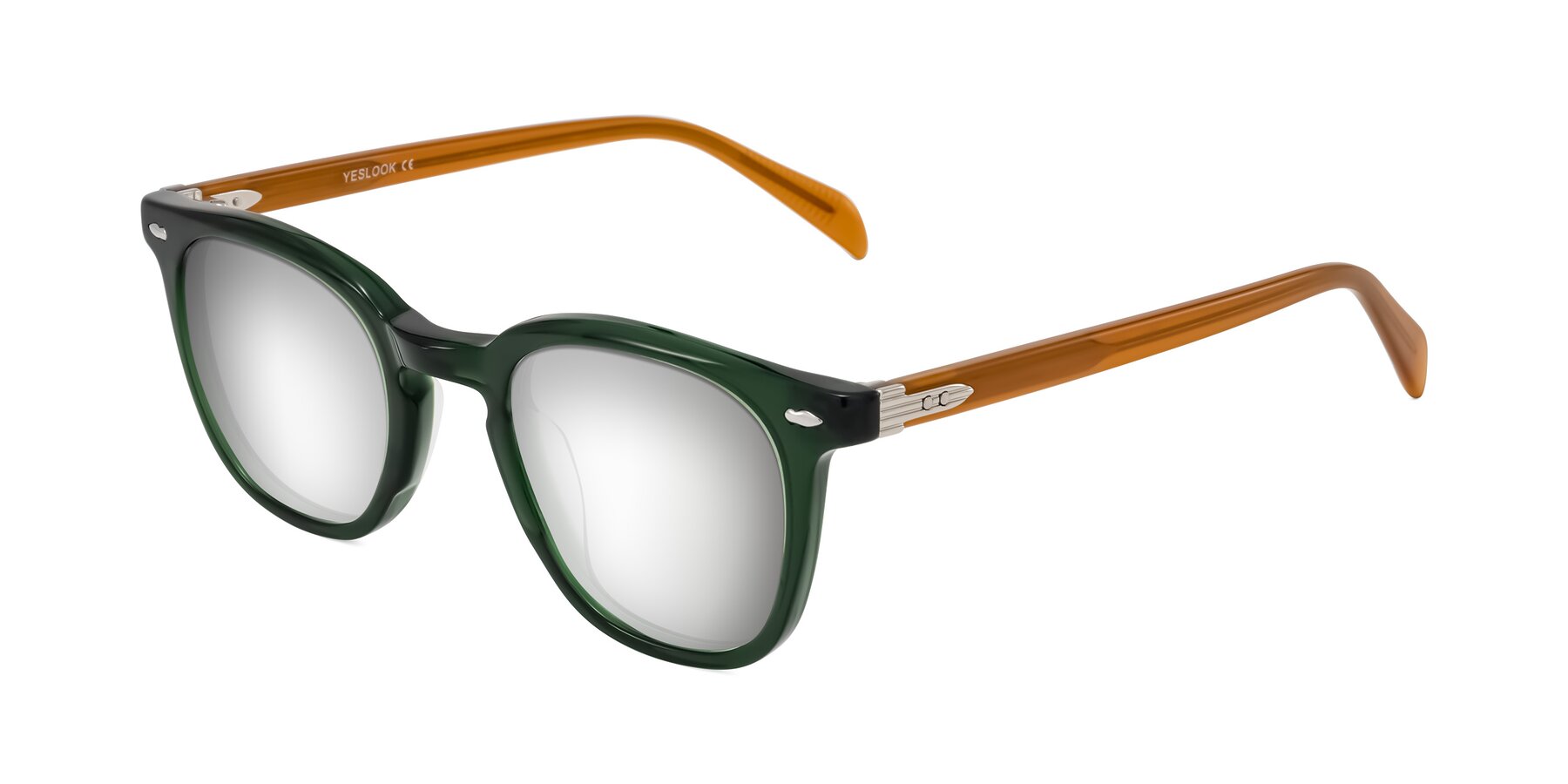 Angle of Palu in Emerald Green/Honey with Silver Mirrored Lenses