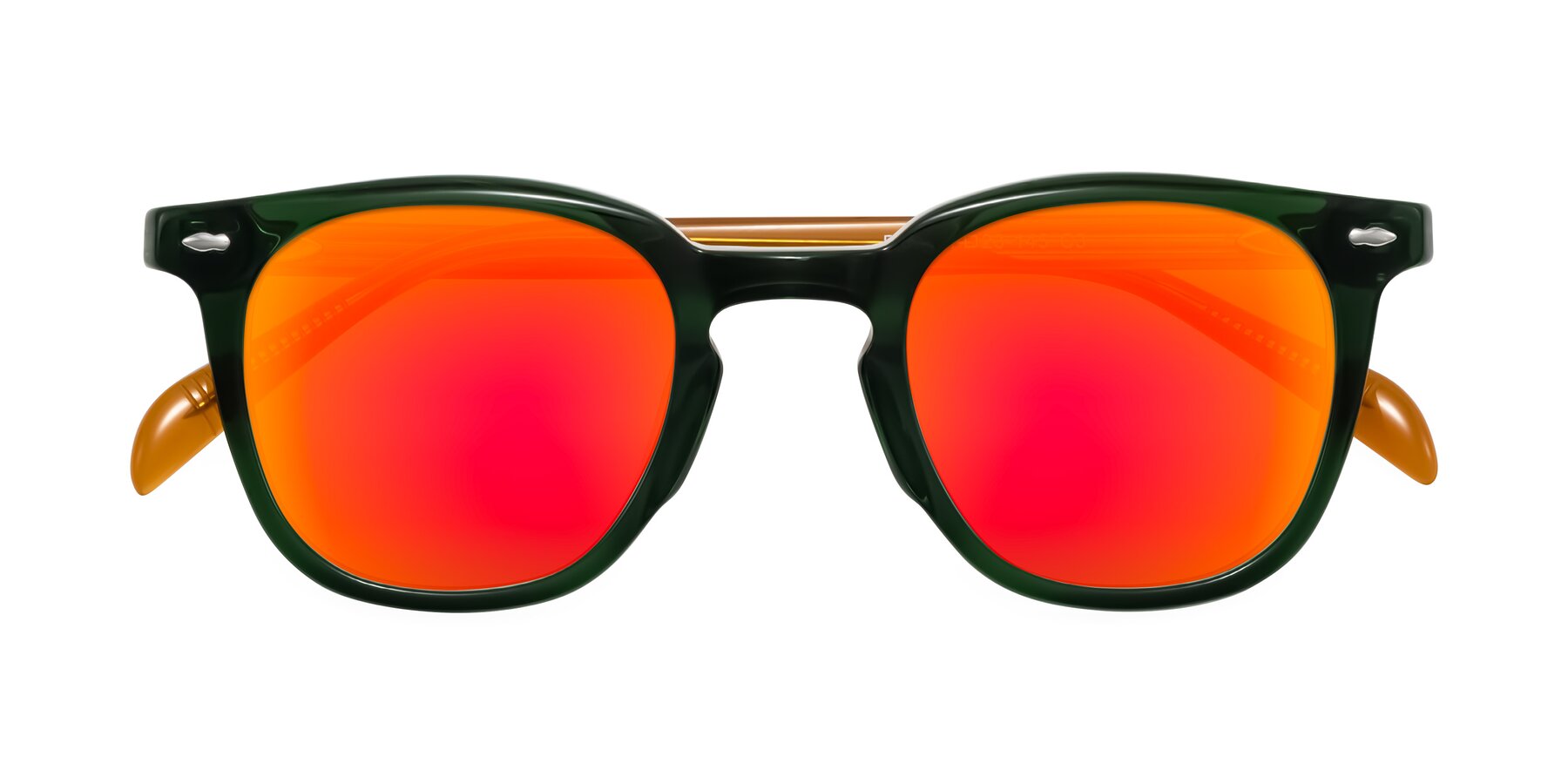 Folded Front of Palu in Emerald Green/Honey with Red Gold Mirrored Lenses