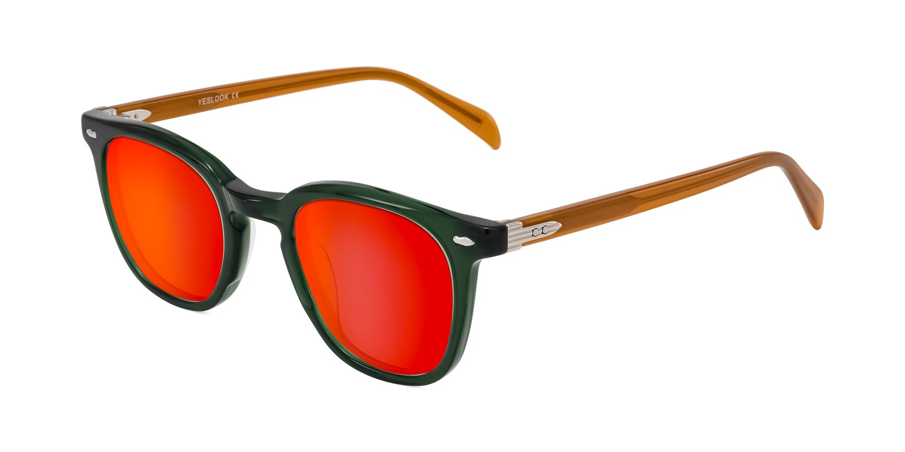 Angle of Palu in Emerald Green/Honey with Red Gold Mirrored Lenses