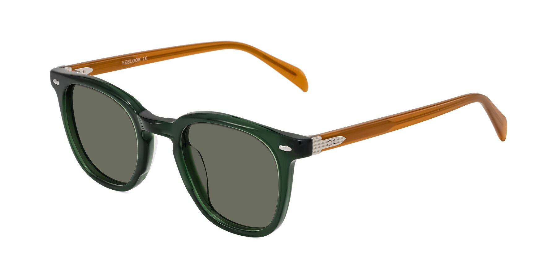 Angle of Palu in Emerald Green/Honey with Gray Polarized Lenses