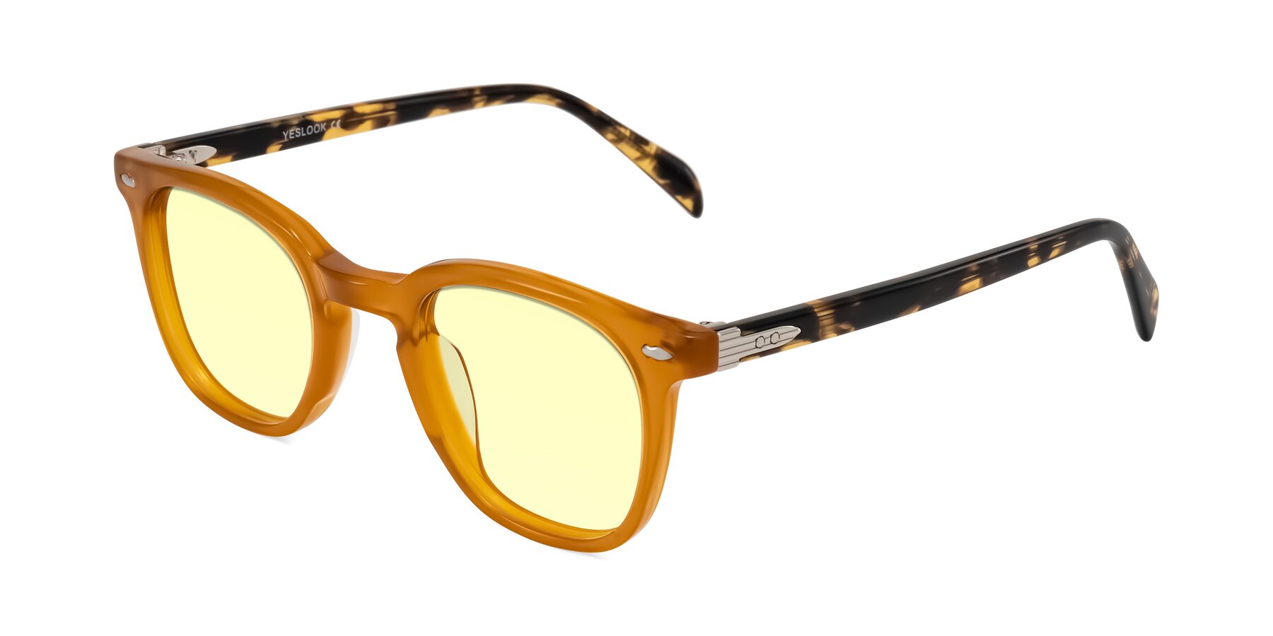 Angle of Palu in Honey/Tortoise with Light Yellow Tinted Lenses