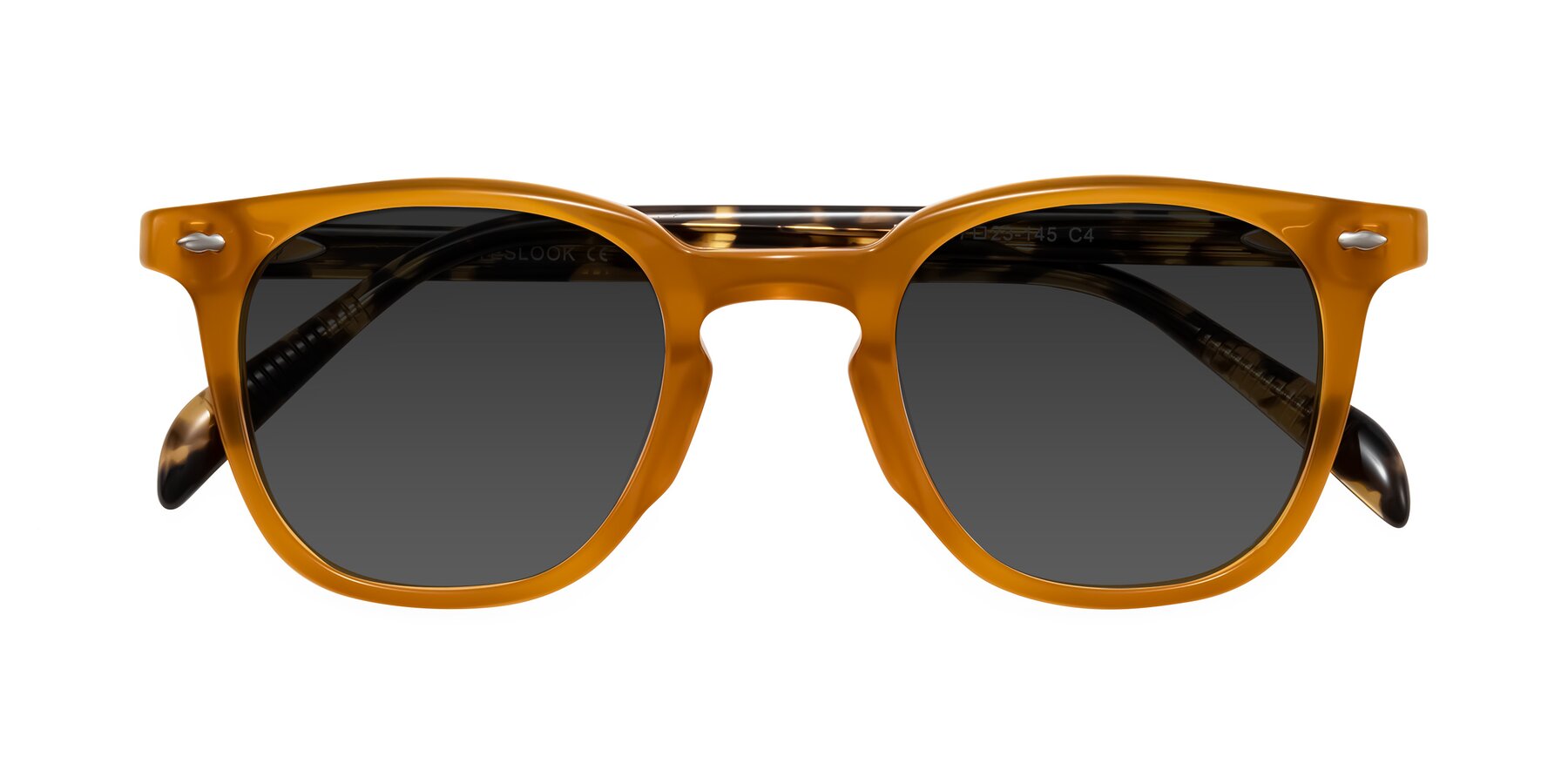 Folded Front of Palu in Honey/Tortoise with Gray Tinted Lenses