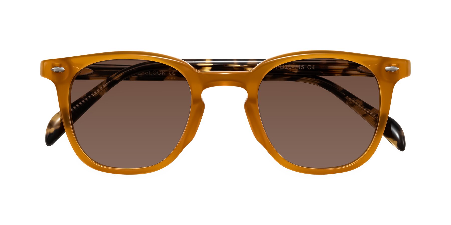 Folded Front of Palu in Honey/Tortoise with Brown Tinted Lenses