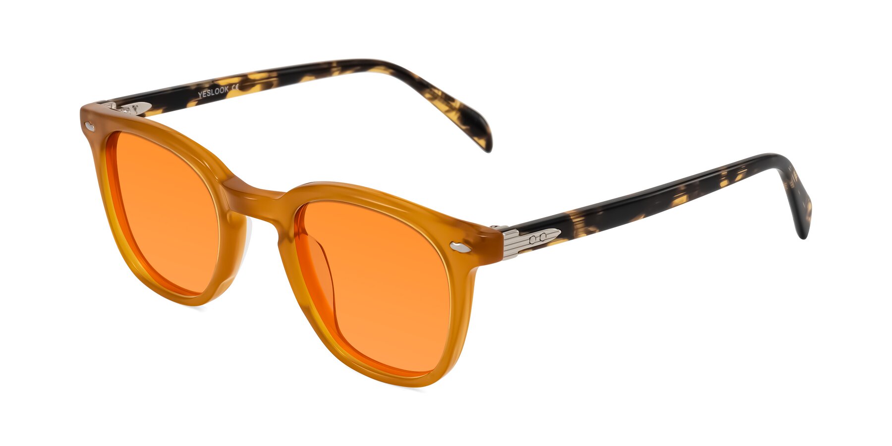 Angle of Palu in Honey/Tortoise with Orange Tinted Lenses