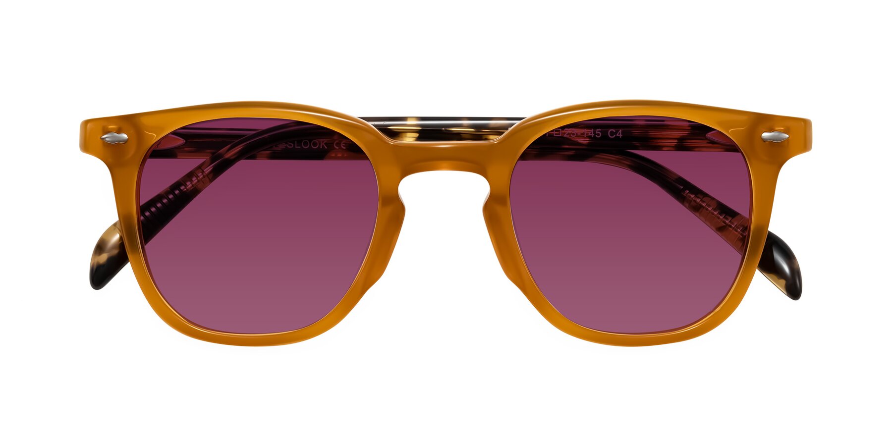 Folded Front of Palu in Honey/Tortoise with Wine Tinted Lenses