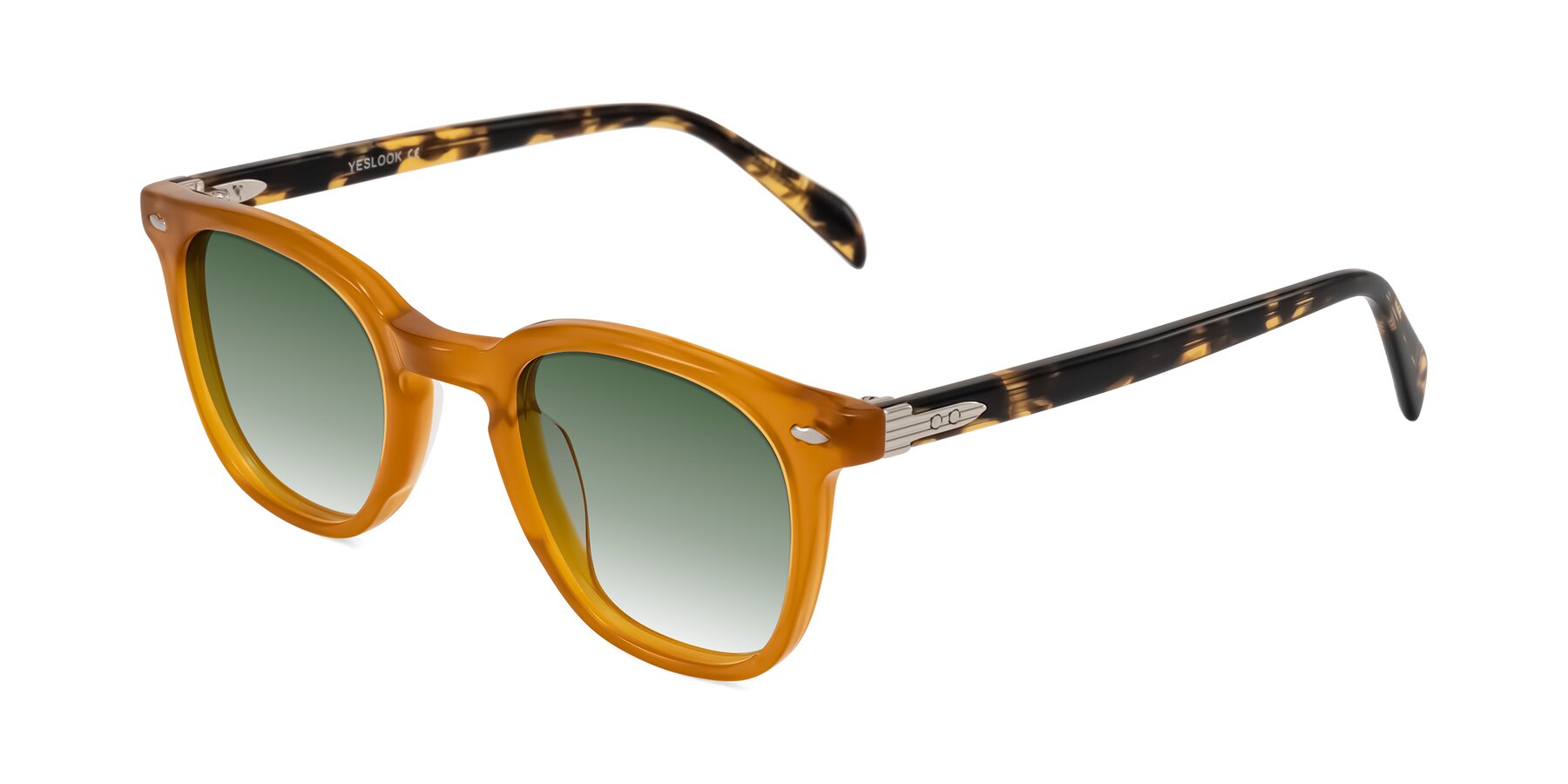 Angle of Palu in Honey/Tortoise with Green Gradient Lenses
