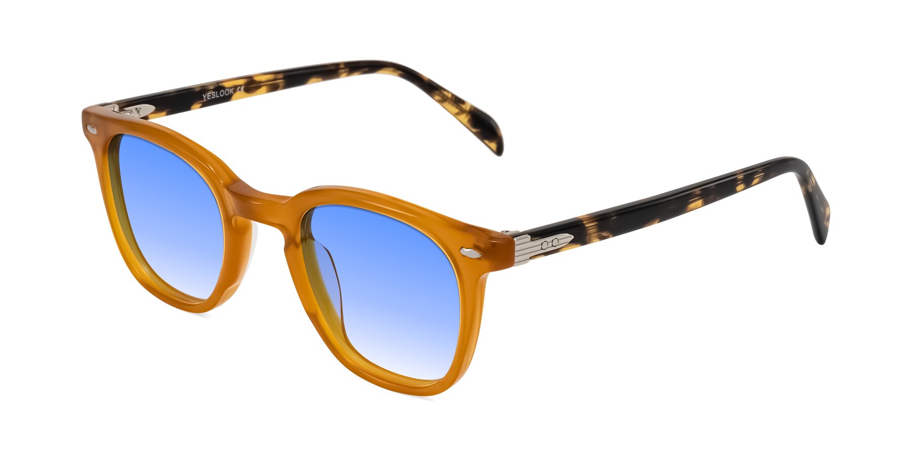 Angle of Palu in Honey/Tortoise with Blue Gradient Lenses
