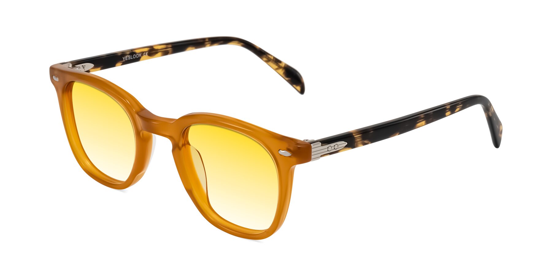 Angle of Palu in Honey/Tortoise with Yellow Gradient Lenses